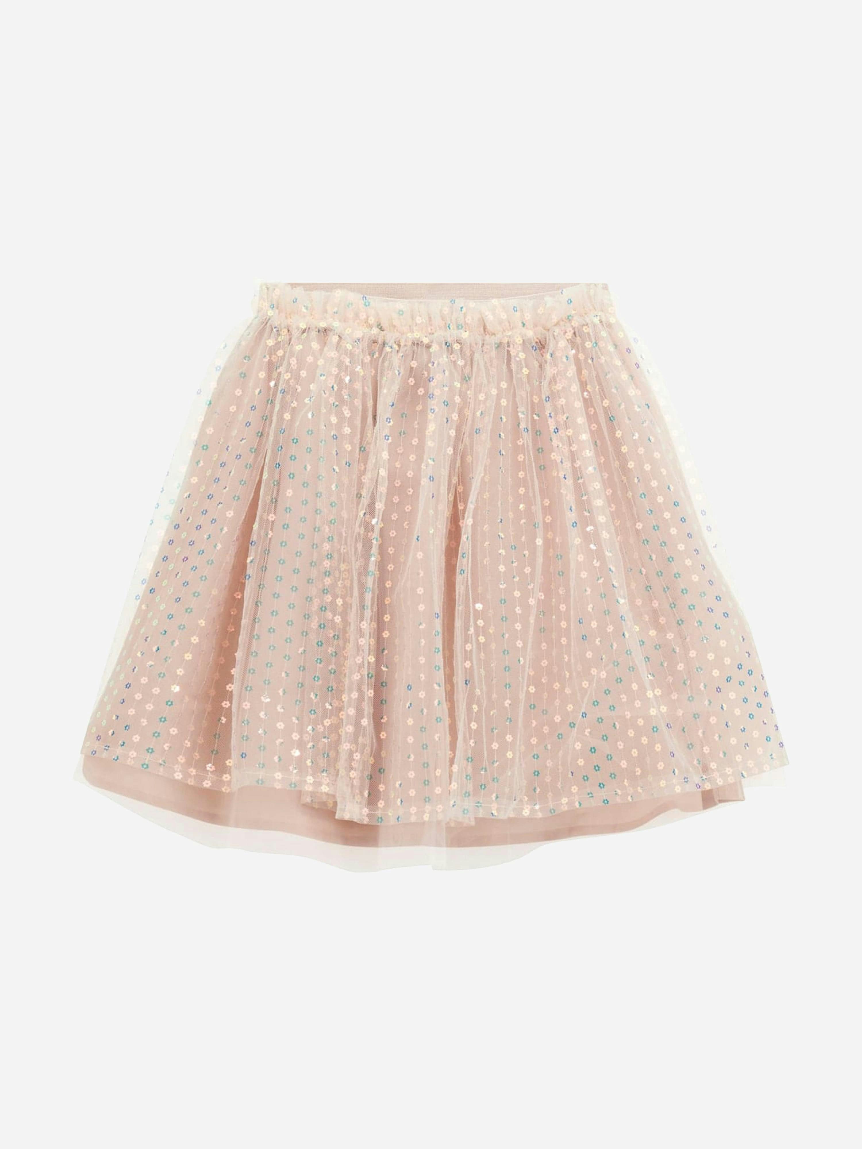 Guess Girls Pink Sequins Midi Skirt In - 12 Yrs