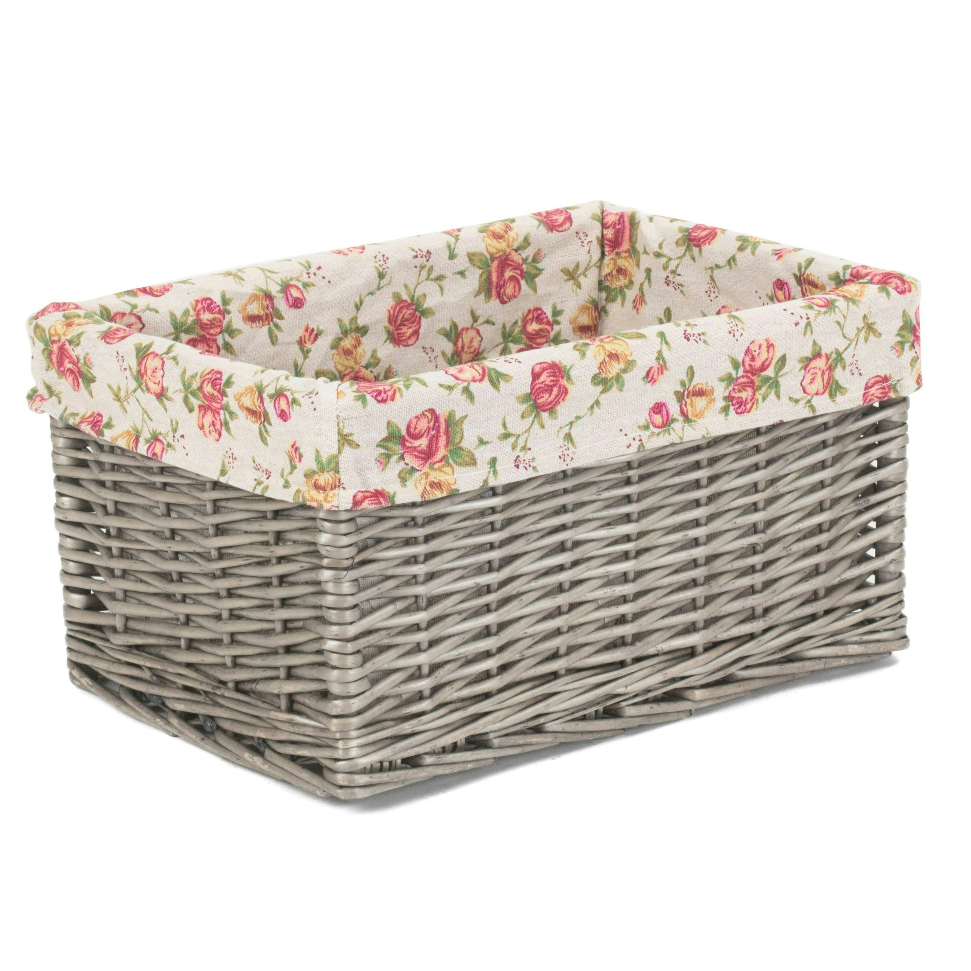 Red Hamper Antique Wash Garden Rose Wicker Storage Baskets - Medium