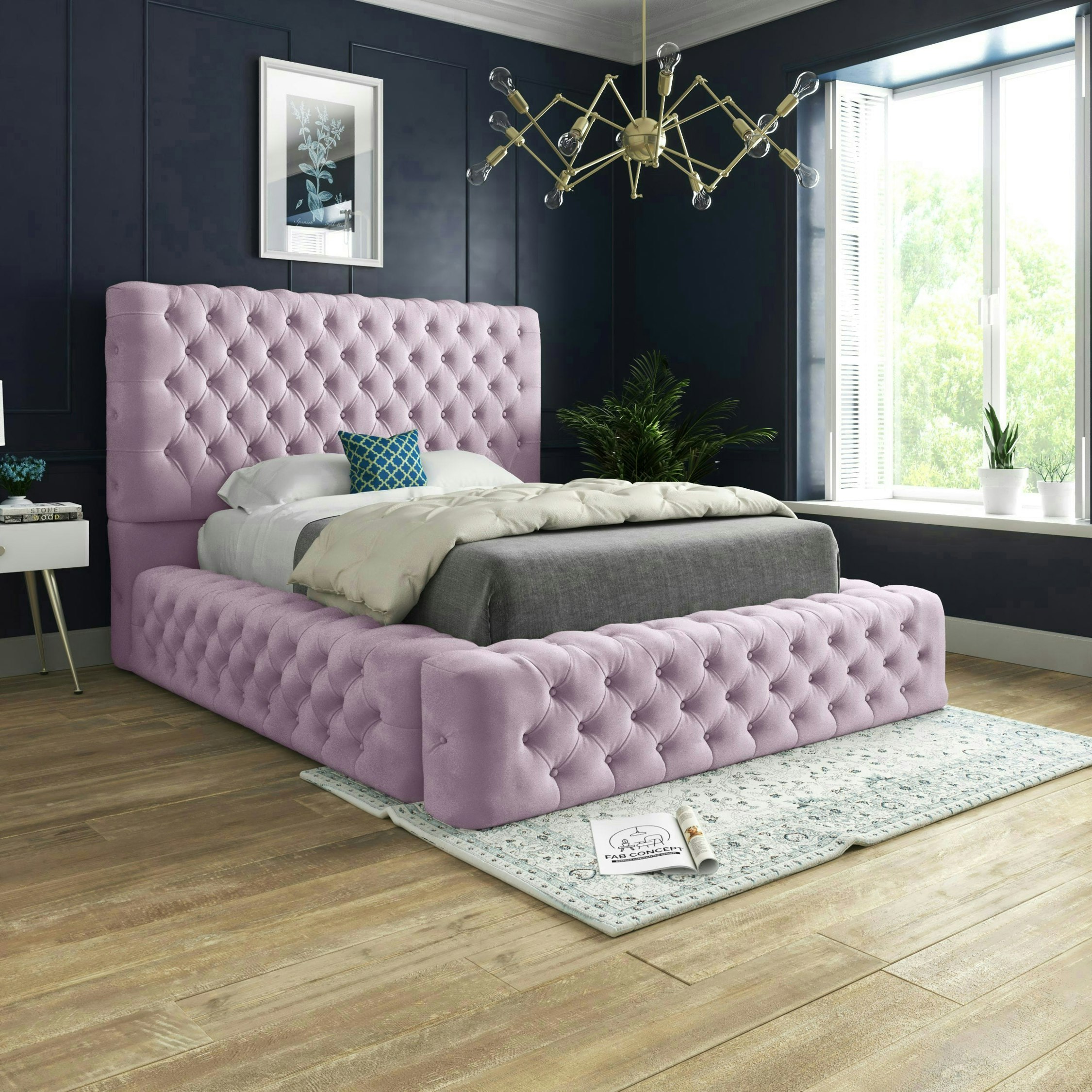 Rackhams Pink Cambridge Bed - Kingsize - 5Ft