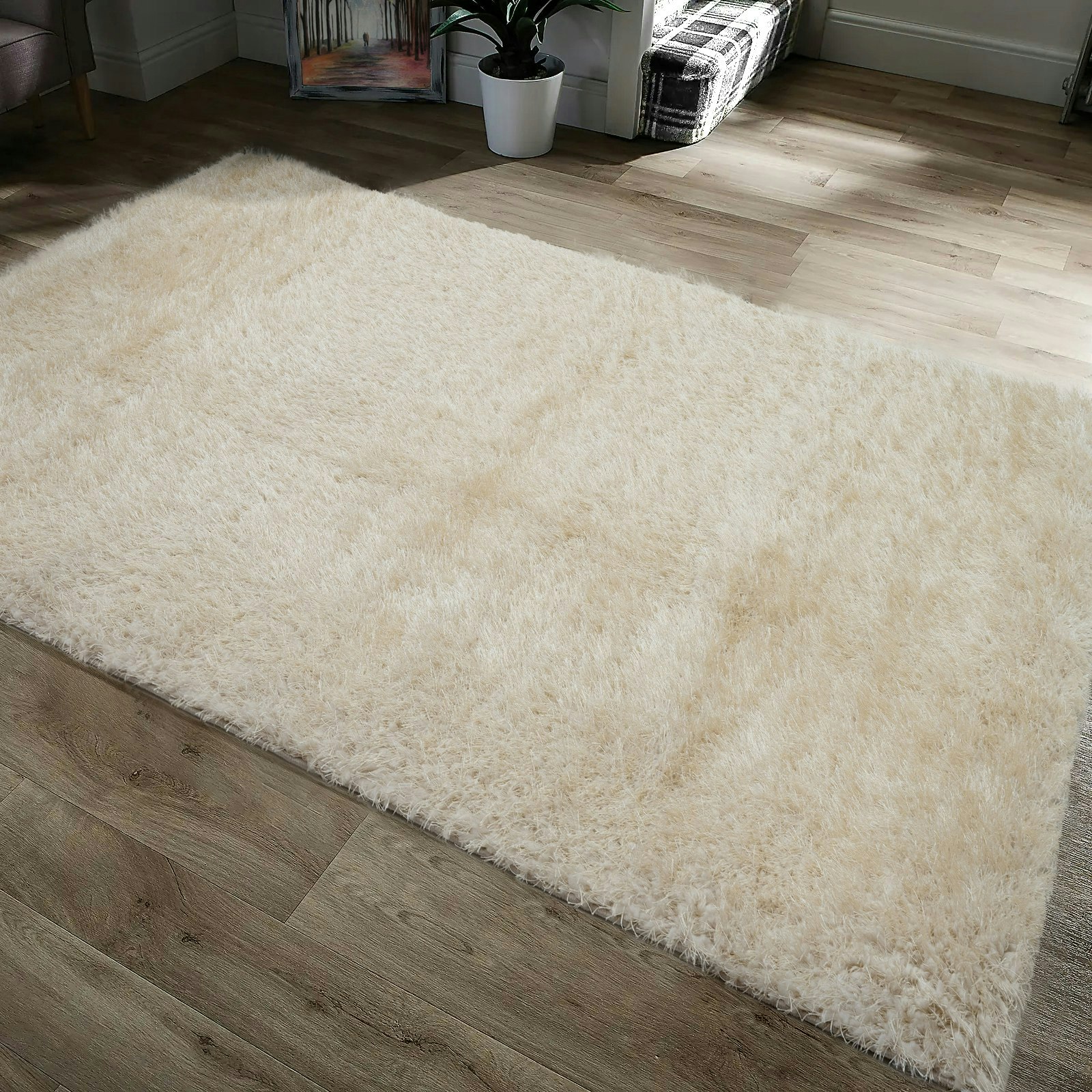 Home Republic Cream Majestic Shaggy Rug - 120 X 170