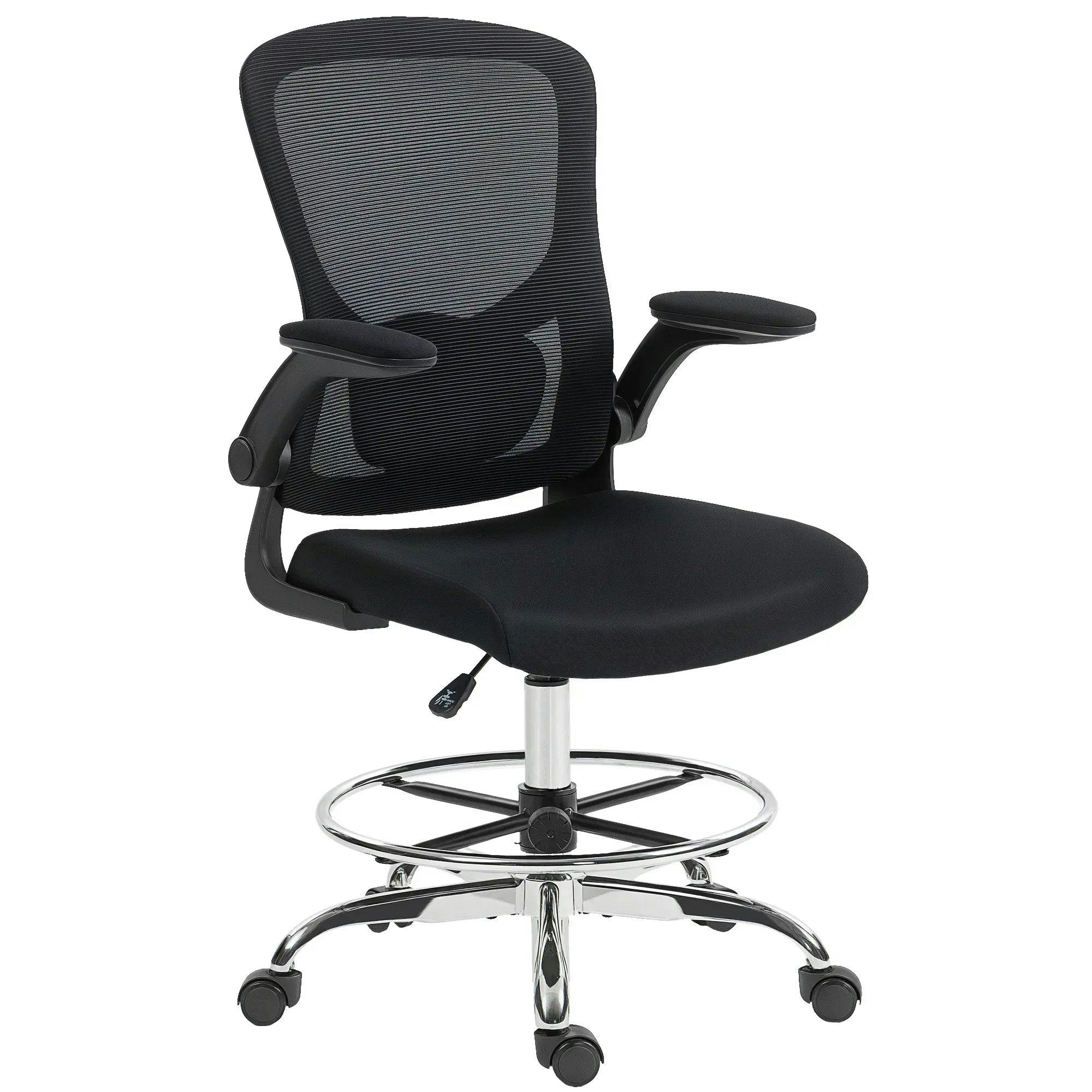 HOMCOM Ergonomic Office Chair - Swivel Task Stool - Black - Image 5