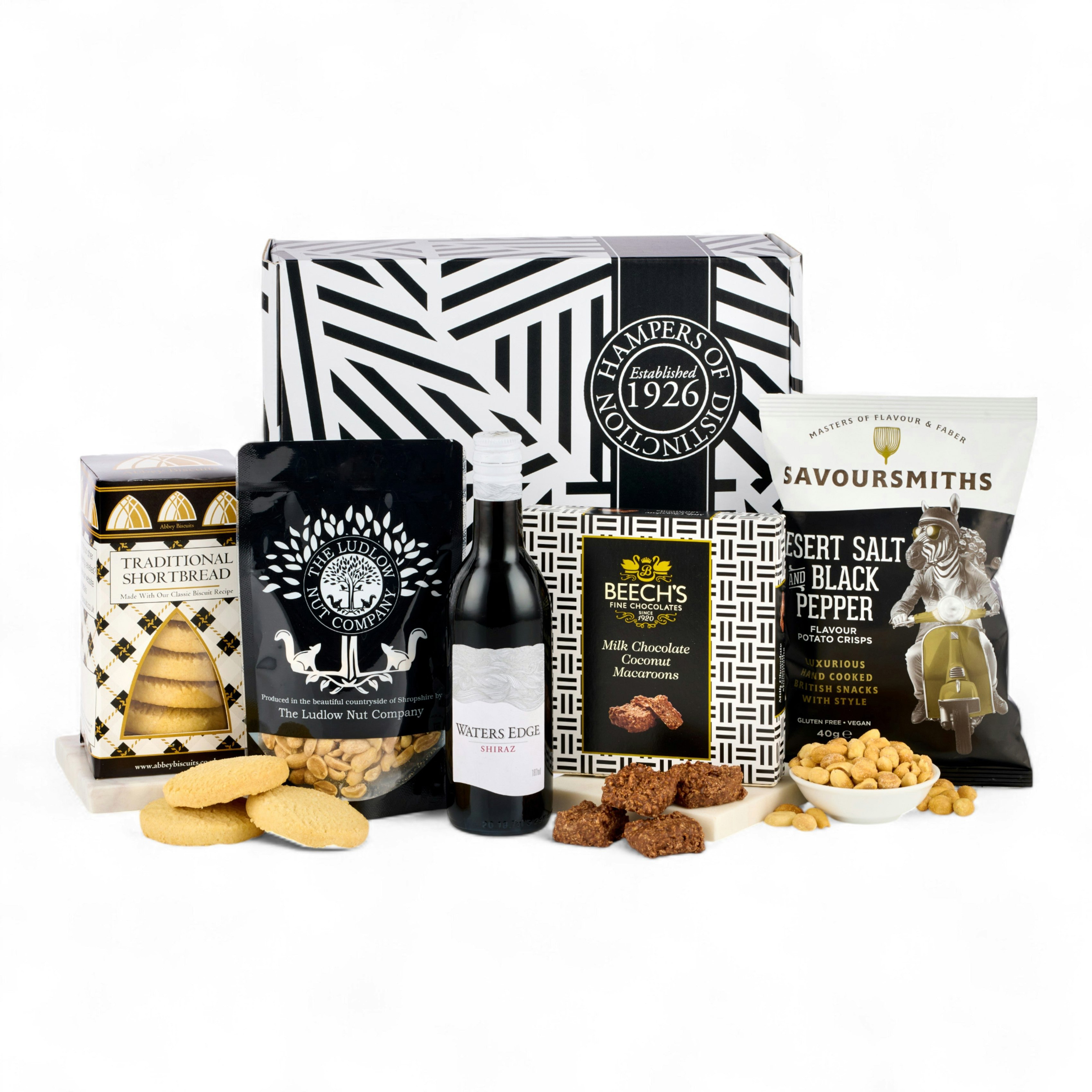 Hampers Of Distinction Red/Black Wine & Treats Gift Box