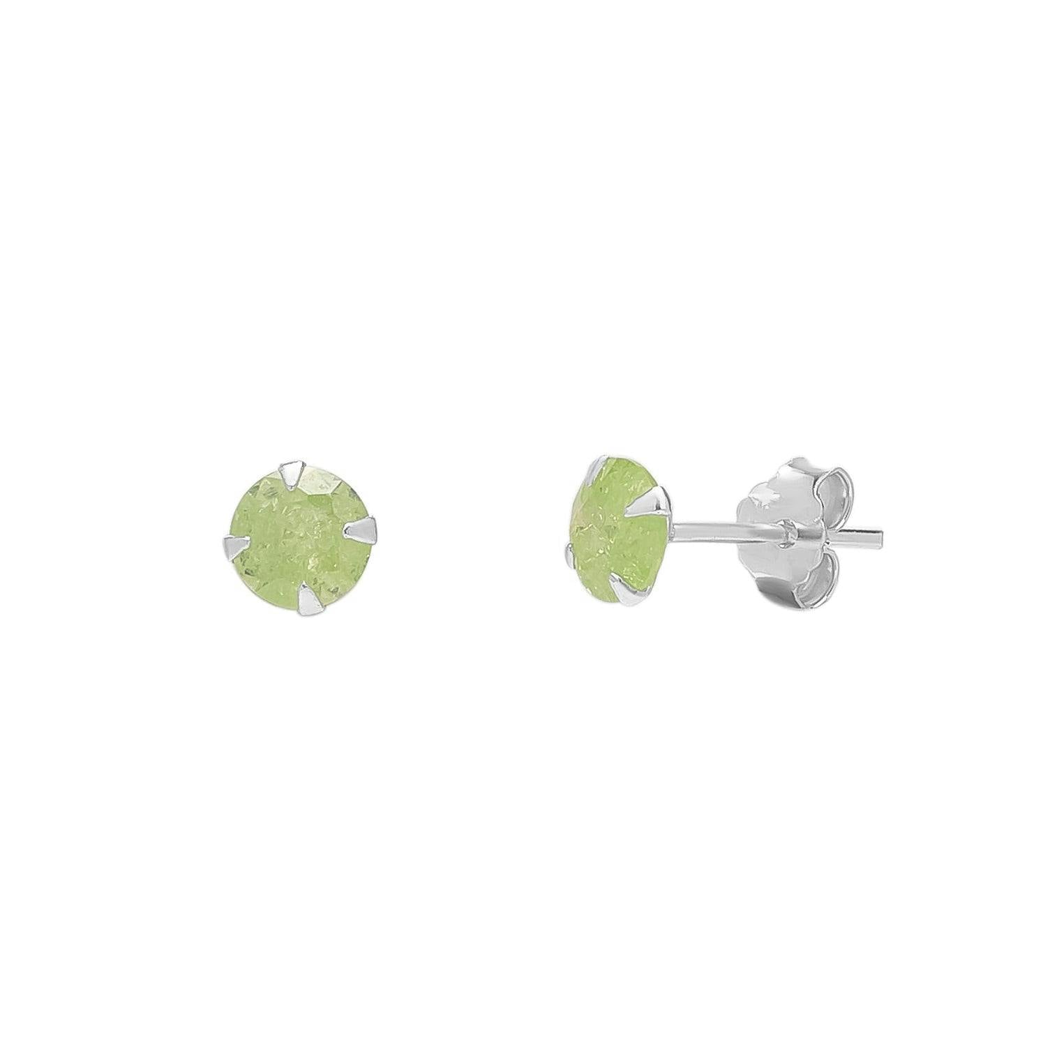 Spero London Silver/Green Sterling Glittering Stud Earring