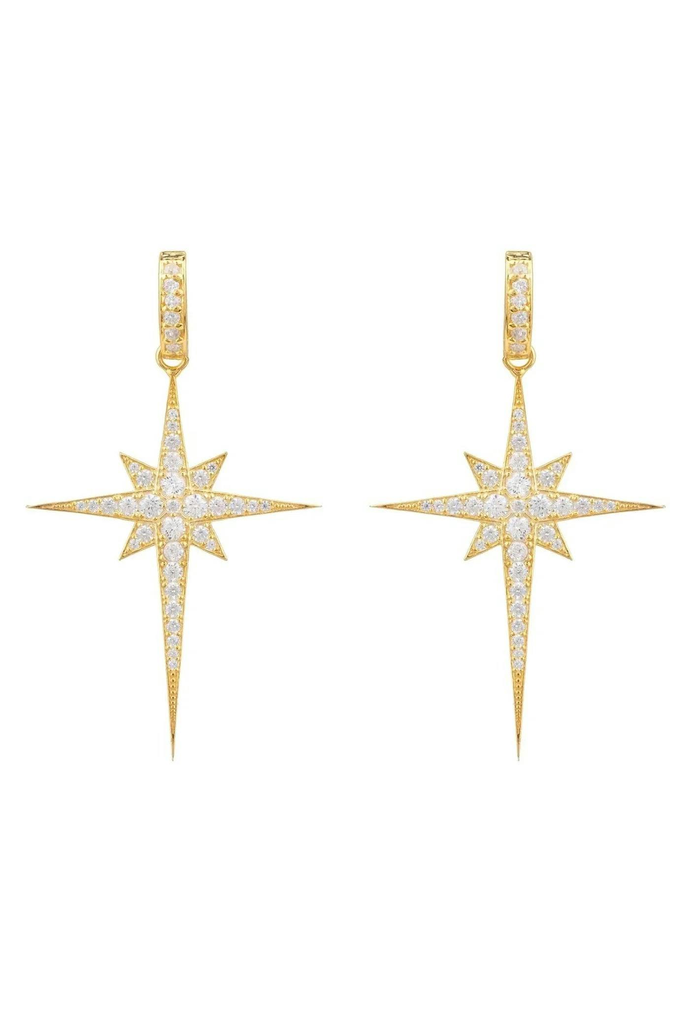 Latelita Gold North Star Burst Large Drop Earrings