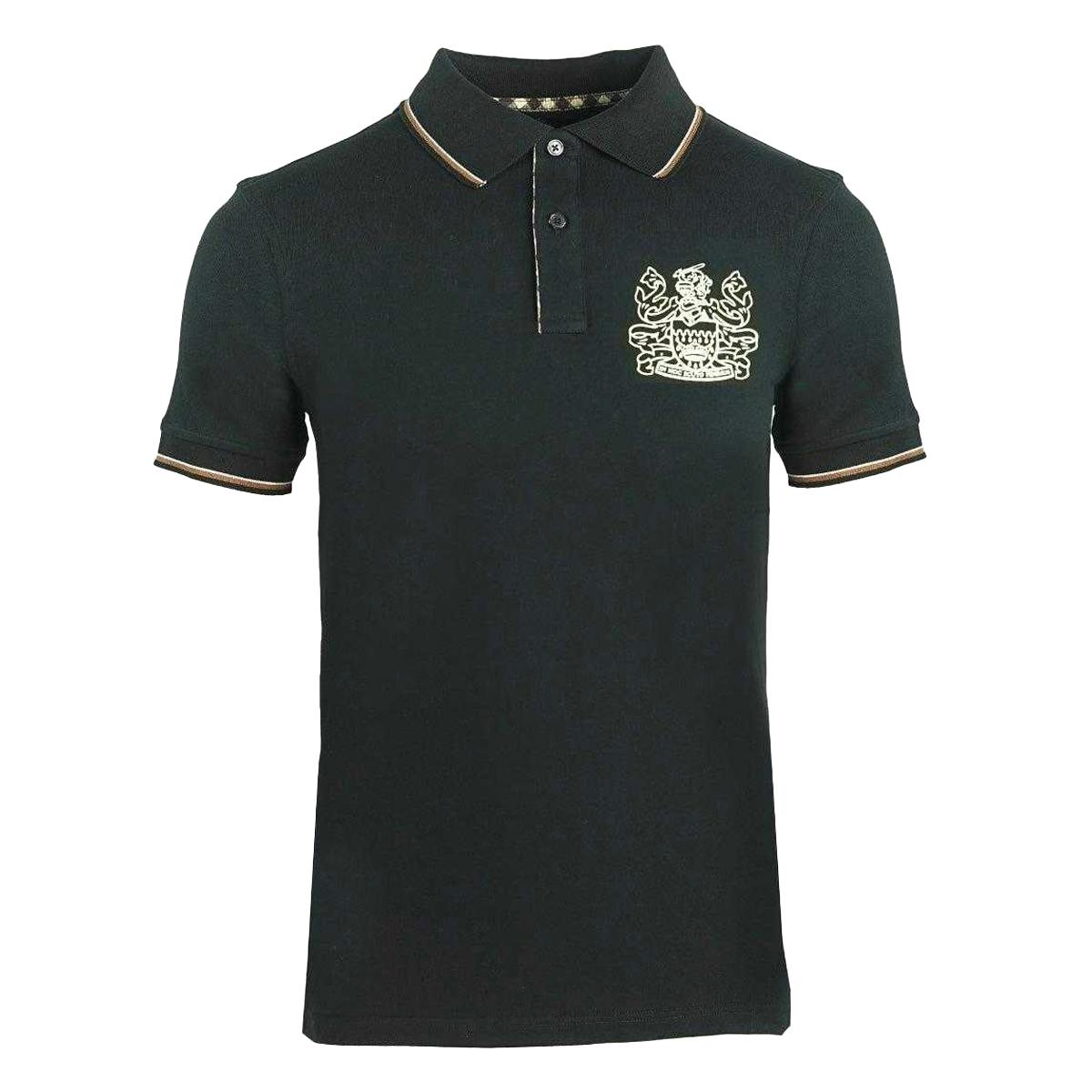 Aquascutum Unisex Black Adult Aldis Crest Polo Shirt - S