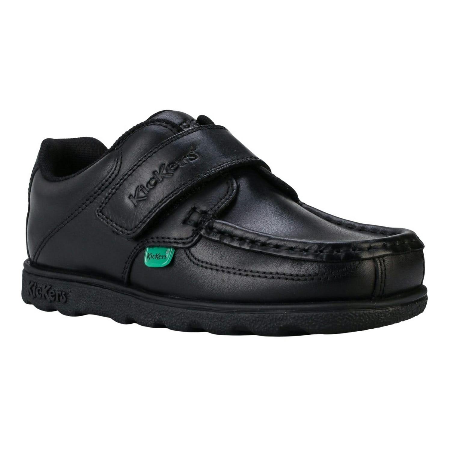 Kickers Boys Black Fragma Lo Leather Straps Shoes - 13 Uk Child - 100% Mixed