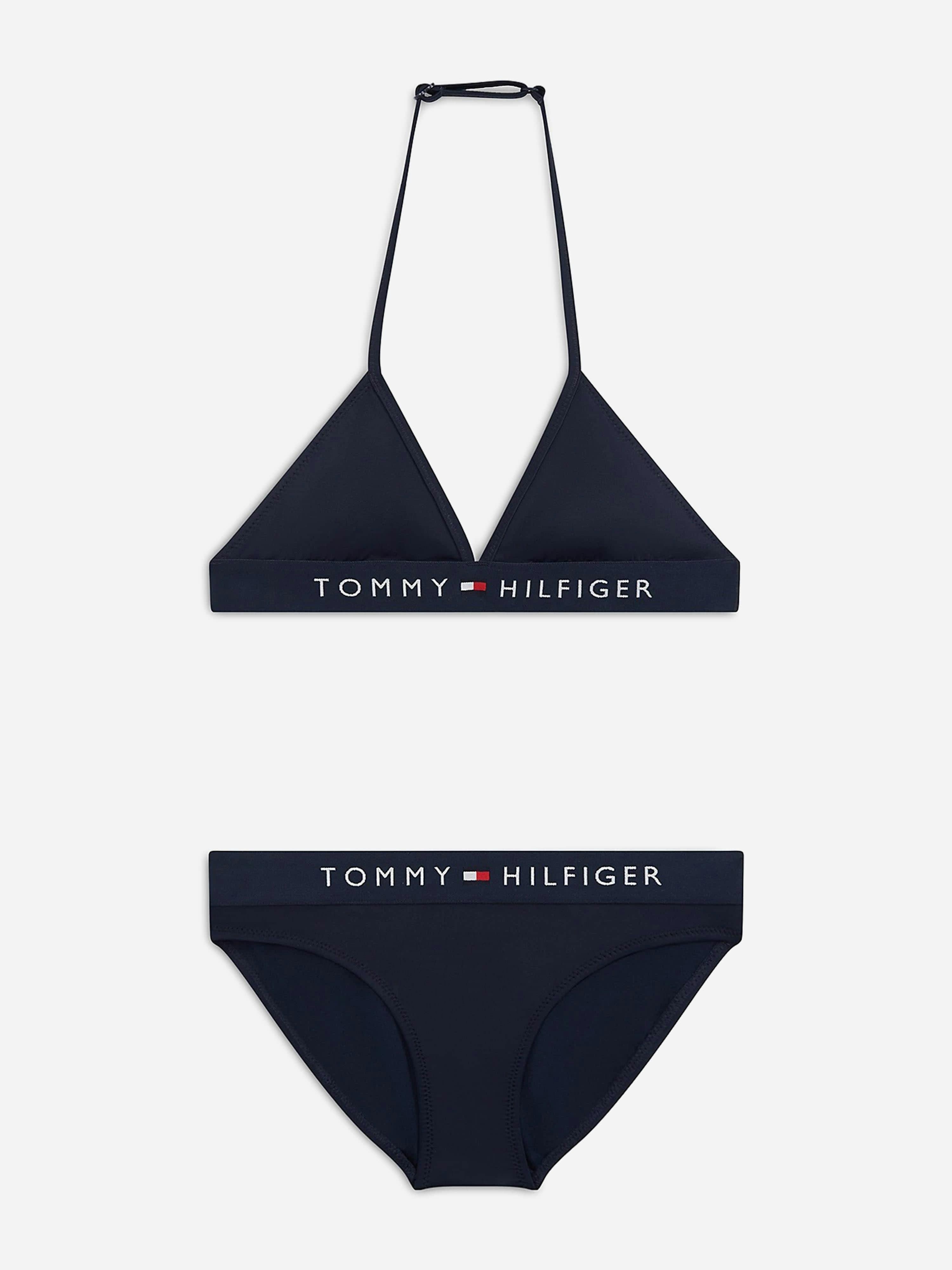 Tommy Hilfiger Girls Logo Triangle Bikini In Navy - Navy - 8 - 10 Yrs