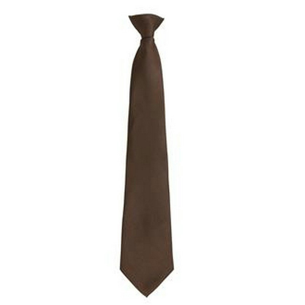 Premier (One Size, Brown) Mens Fashion ”Colours” Work Clip On Tie - Image 3