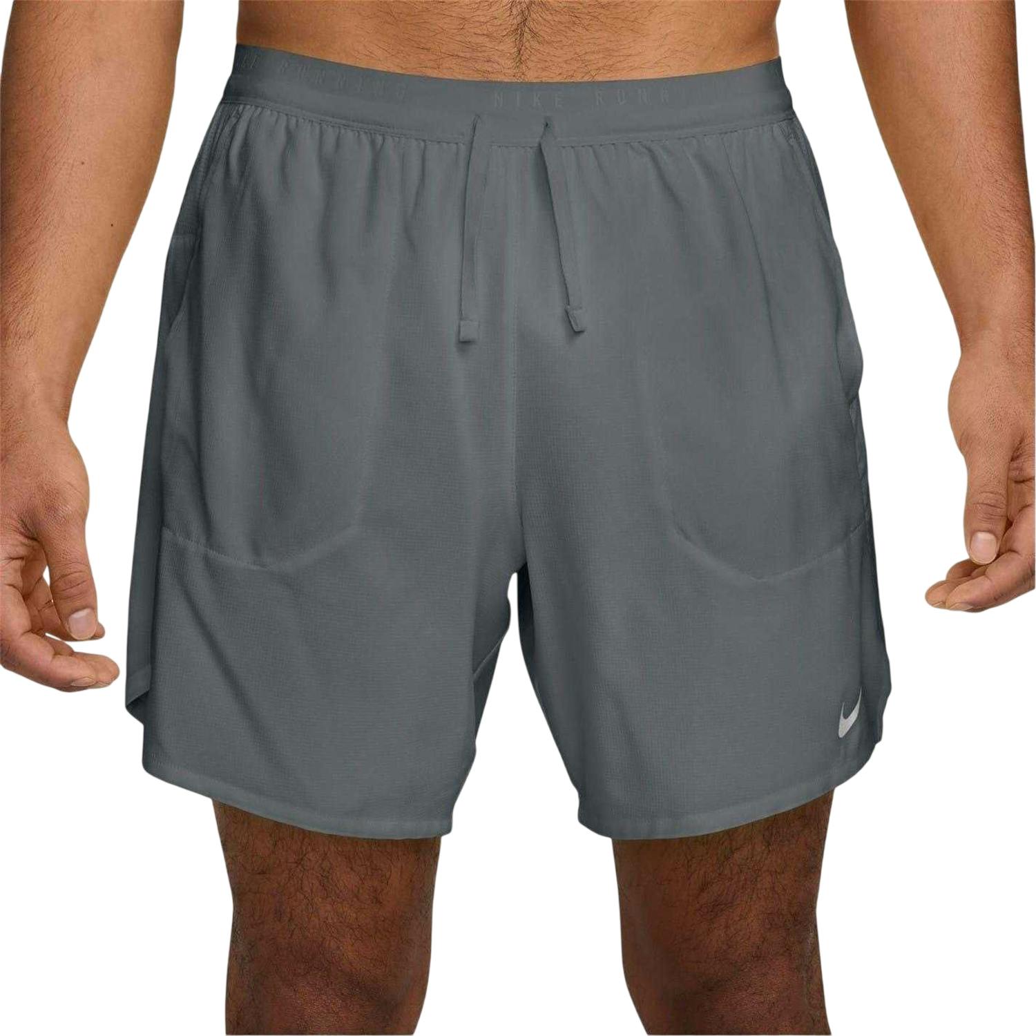 Nike Men's Grey/Silver Stride Running Shorts - Smoke - Xl - Smoke - 100% Mixed