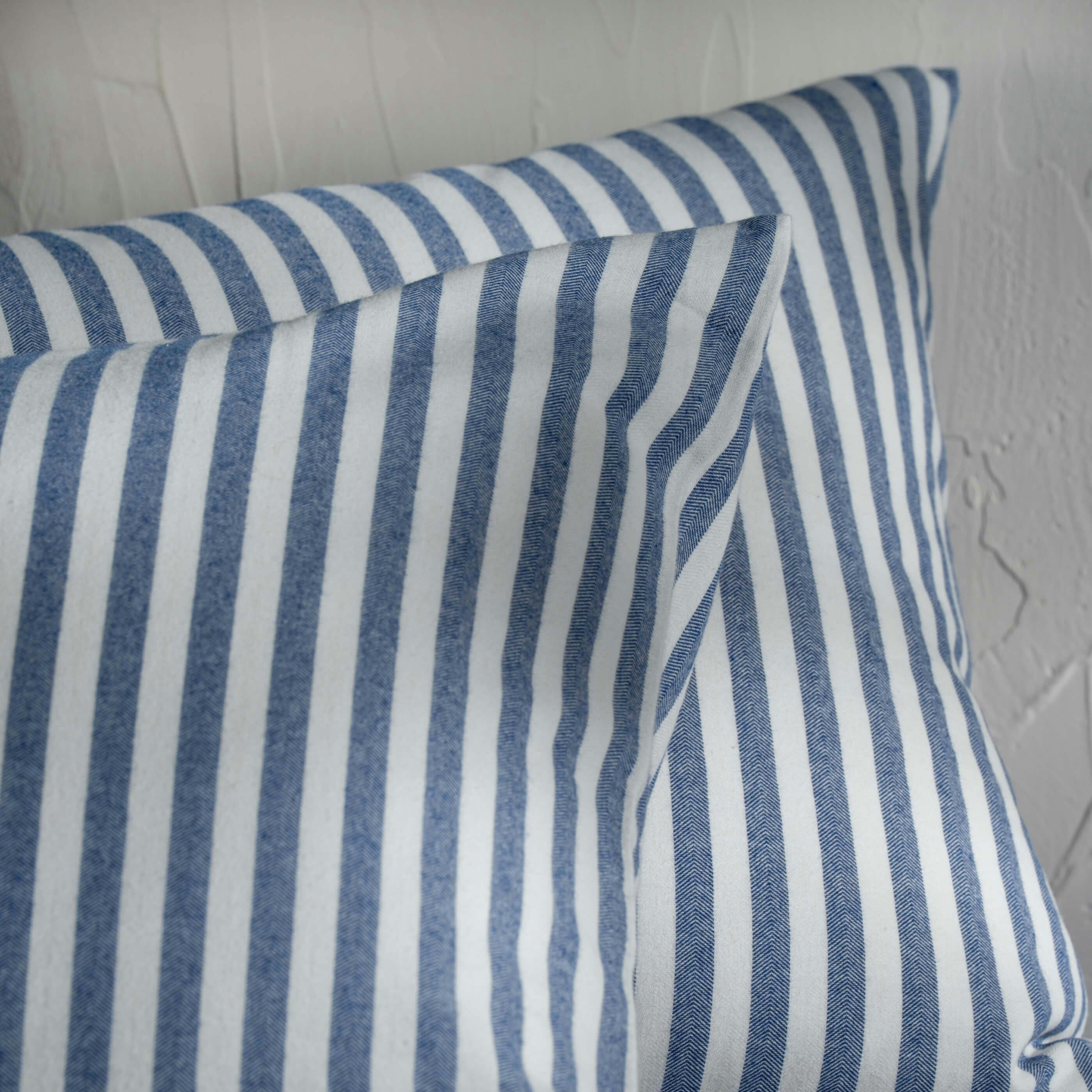 Soak&Sleep Blue Mediterranean Herringbone Stripe Cotton Pillowcases - Standard - Pair - Housewife