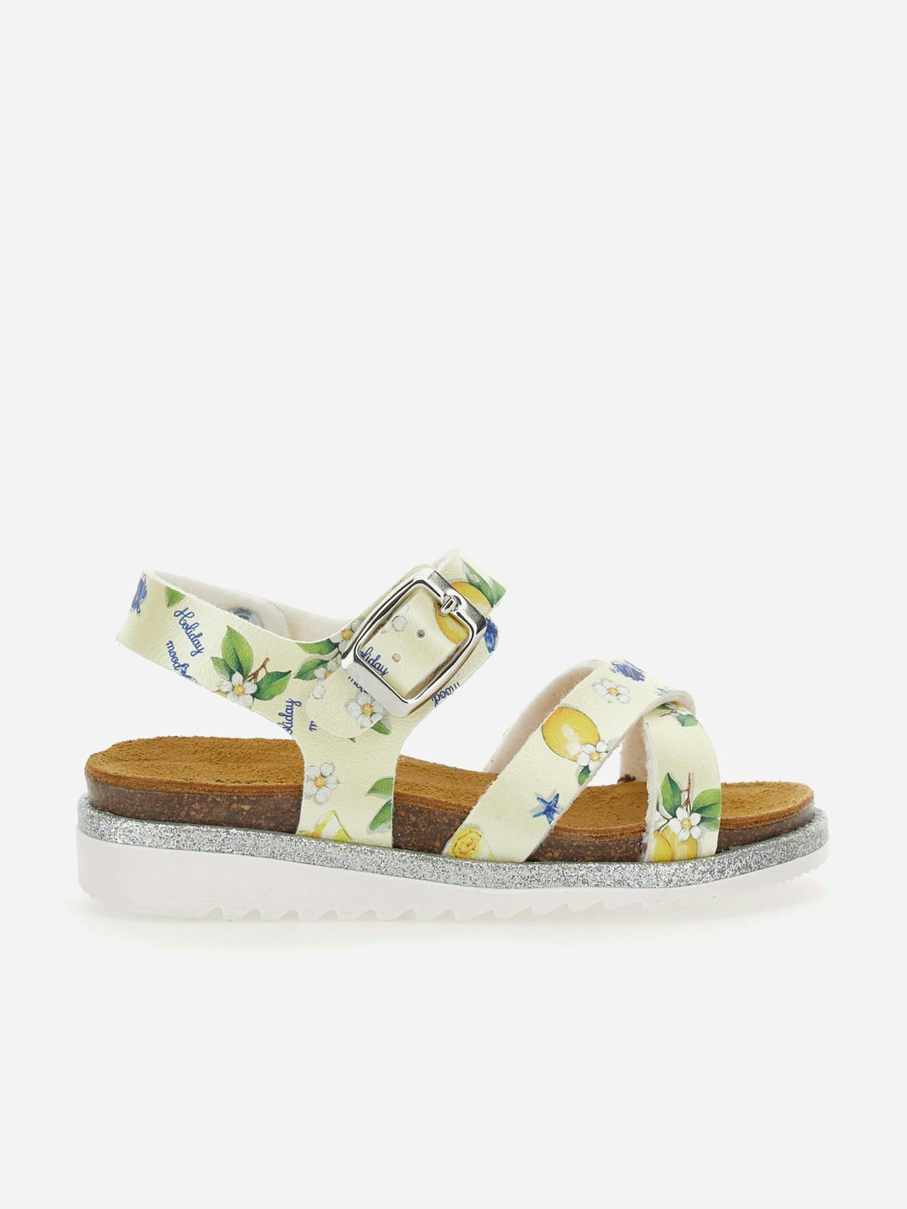 Monnalisa Girls Yellow Positano Lemon Sandals In - Eu 34 Uk 2