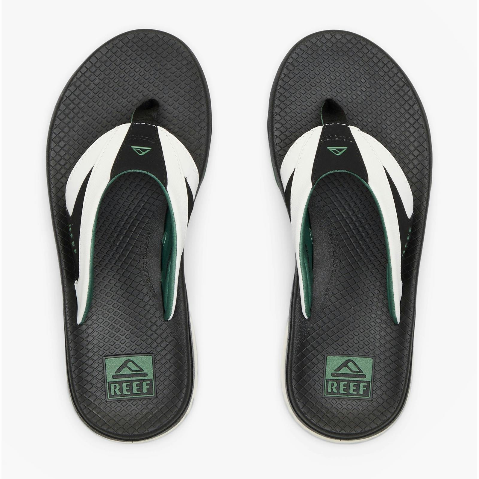 Reef Men's White/Black/Green Fanning Toe-Post Sandals - Uk 10