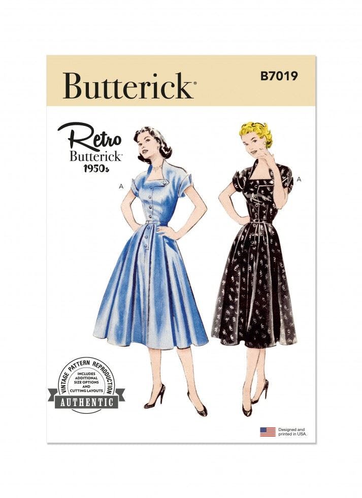 Butterick Women's Sewing Pattern 7019, Dresses, Vintage Style For K5 (8-10-12-14-16) - Intermediate - R5 (14-16-18-20-22)