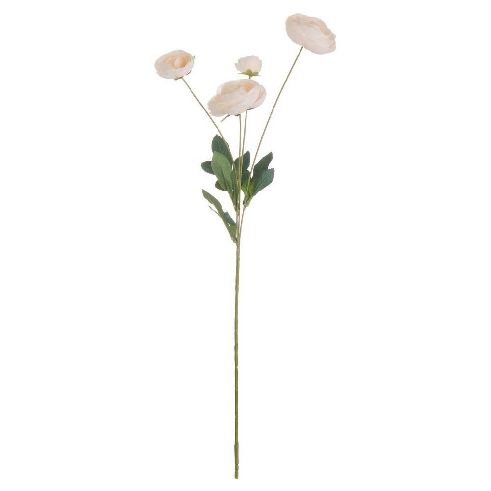 Hill Interiors Cream Artificial Single Stem Ranunculus - One Size - 100% Synthetic