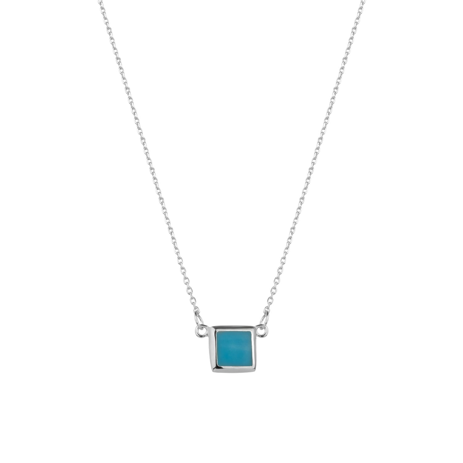 Spero London Turquoise/Silver Square Sterling Necklace
