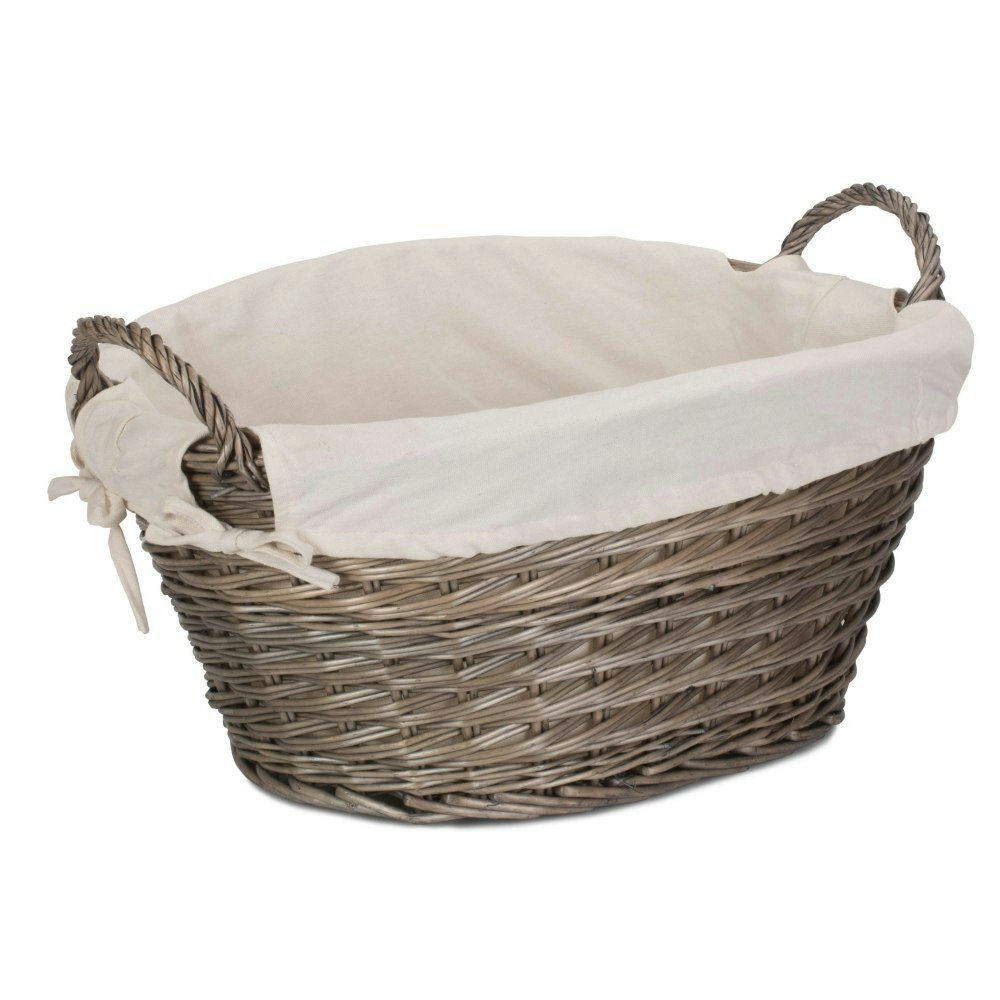 Red Hamper Red/White Hamper Small Wicker Wash Basket With Lining