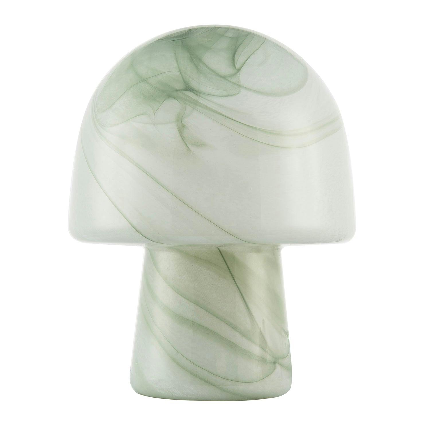 Happy Homewares Green/White Modern Unique And Marble Effect Glass Mushroom Table Lamp