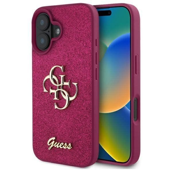Guess Purple Fixed Glitter Big 4G Case For Iphone 16 6.1" - Guhcp16shg4sgu