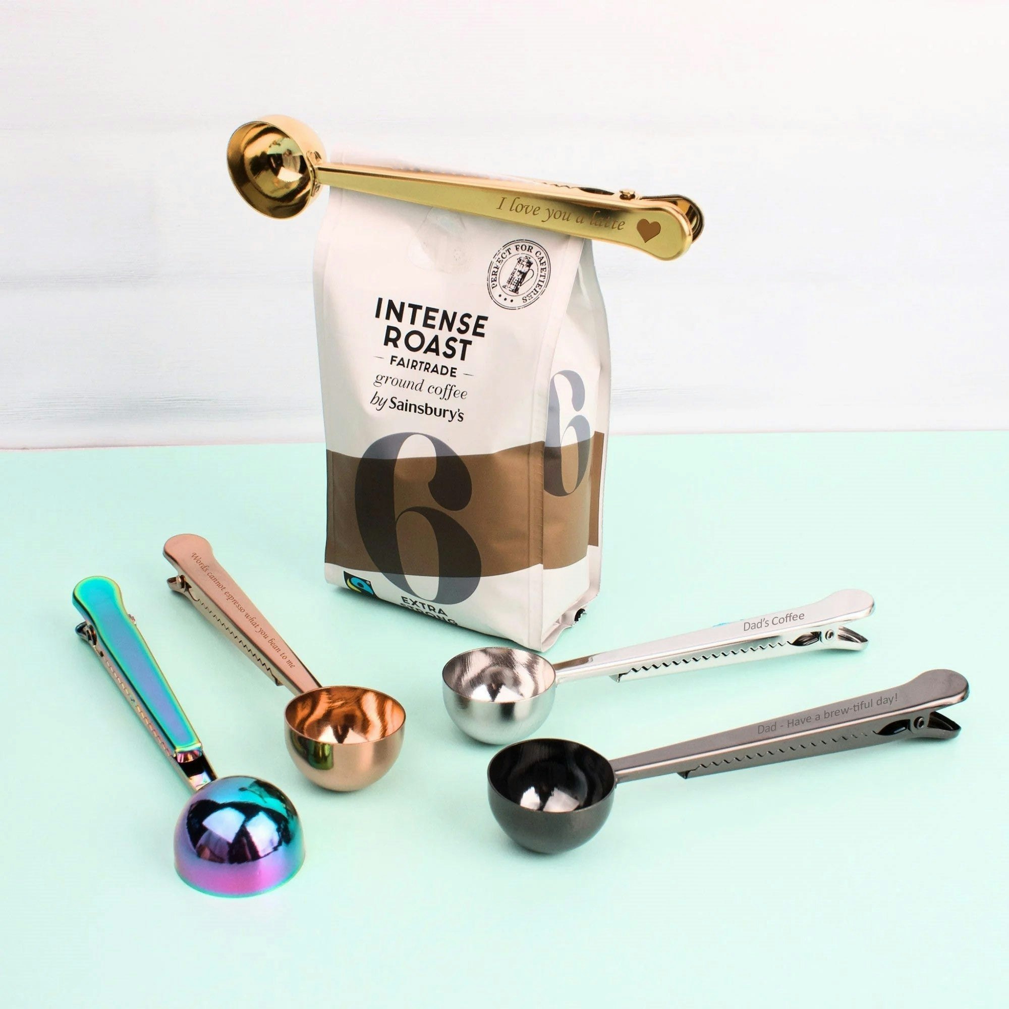 Mylee London Father's Day Personalised Coffee Scoop & Bag Clip - Rainbow - Yes