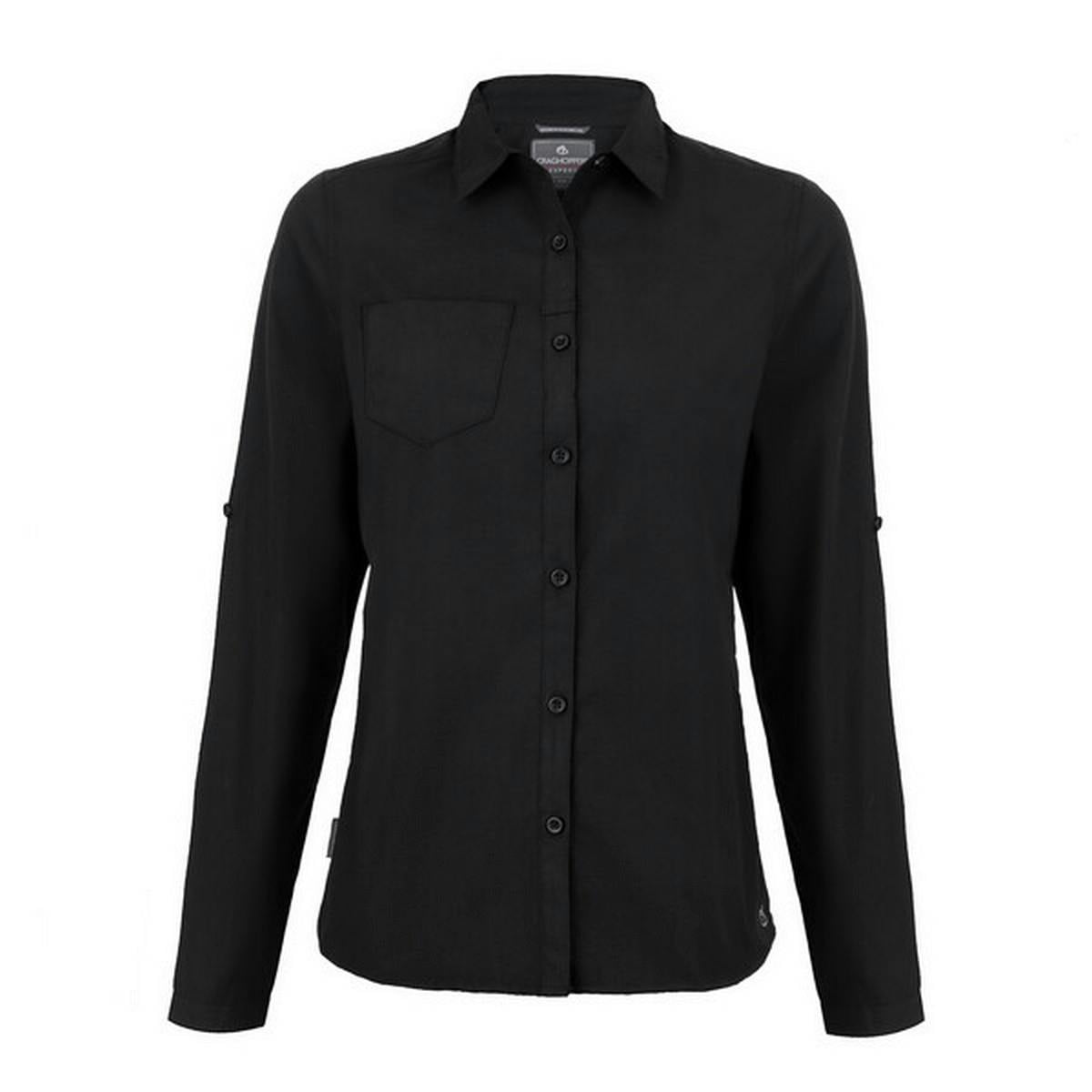 Craghoppers Women's Black Expert Kiwi Long-Sleeved Shirt - 8 Uk - 65% Polyester/35% Cotton