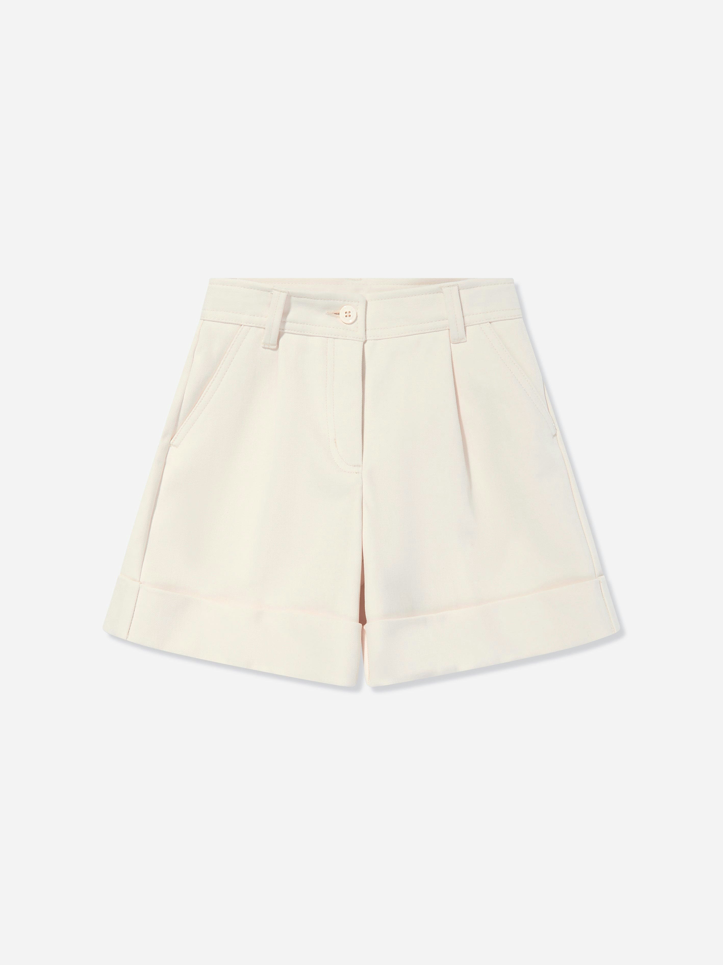 Moncler Enfant Girls Ivory Woven Shorts In - 10 Yrs