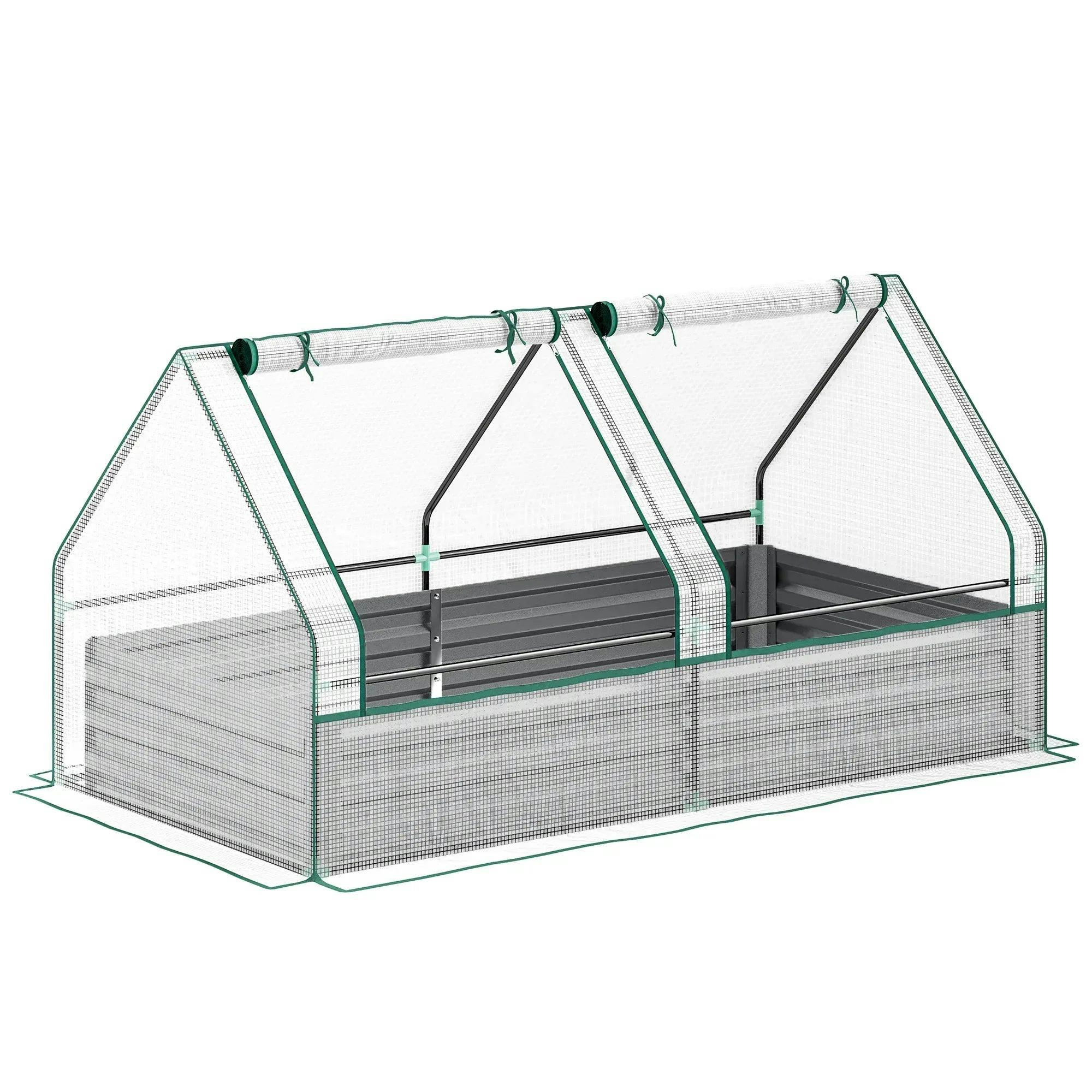 Outsunny Unisex White Raised Garden Bed Planter Box With Greenhouse, & Dark Grey - Image 5