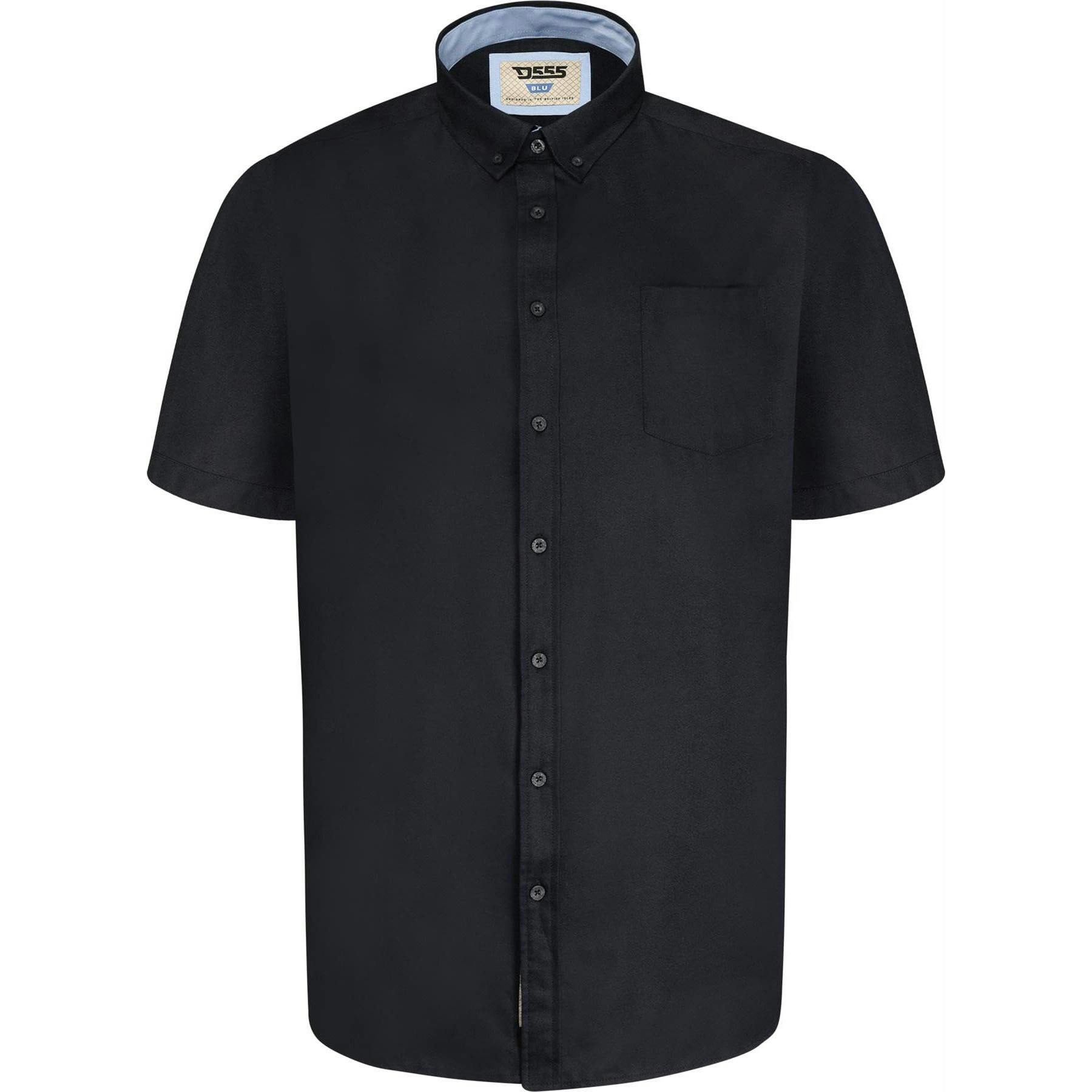 Duke Men's Black D555 James Oxford Kingsize Short-Sleeved Shirt - 3XL - 65% Cotton/35% Polyester