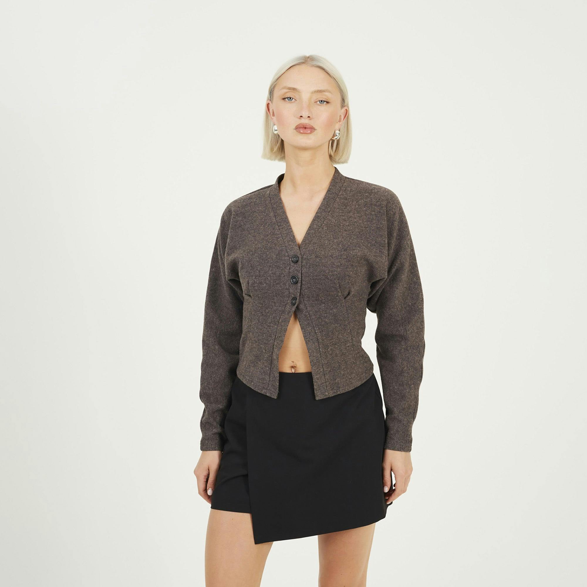 Brave Soul Women's Grey Long Sleeve Button Down Top With Pleats In | : Medium - Image 5