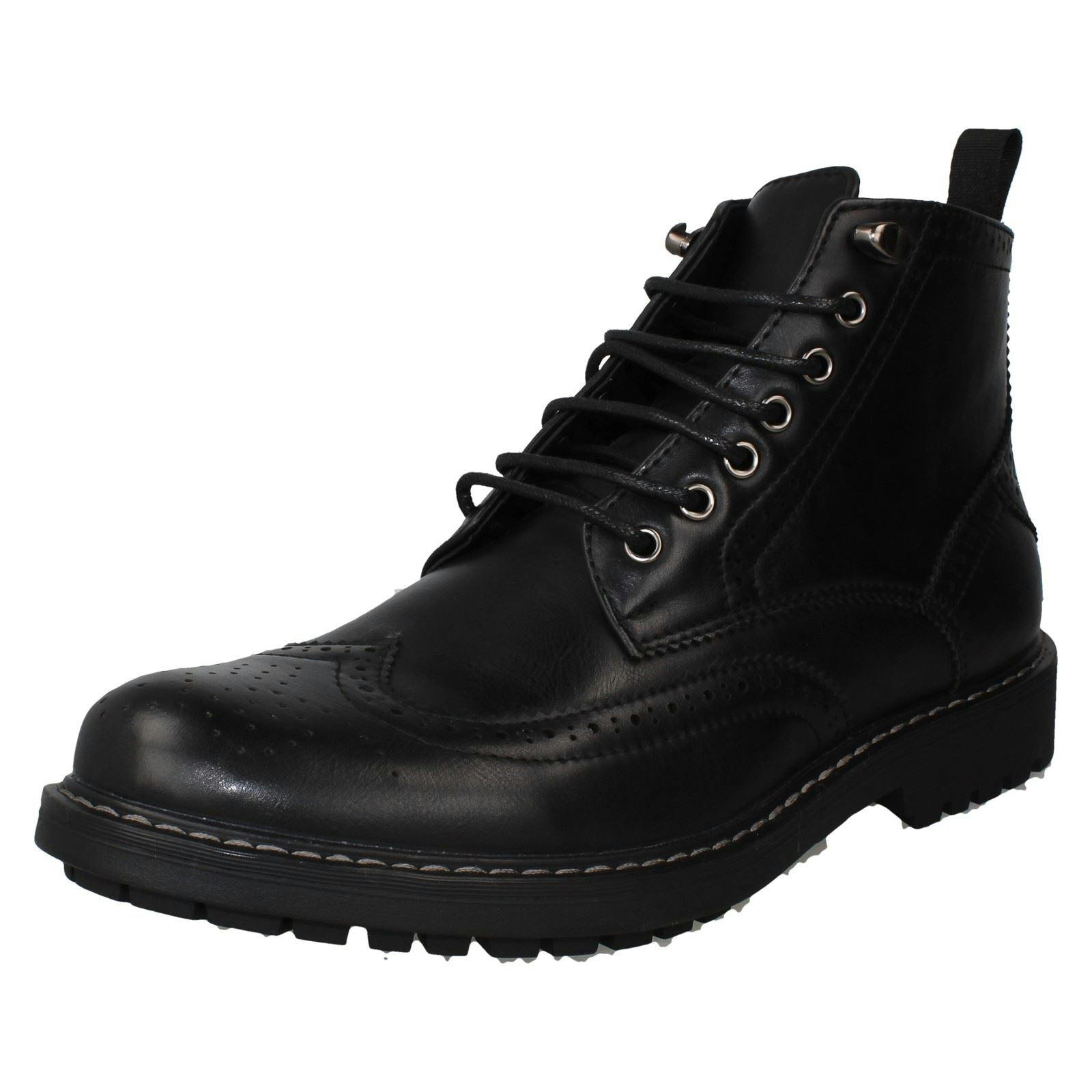 Thomas Blunt Men's Black Brogue Lace Up Casual Smart Ankle Boots A3r079 - Uk 12