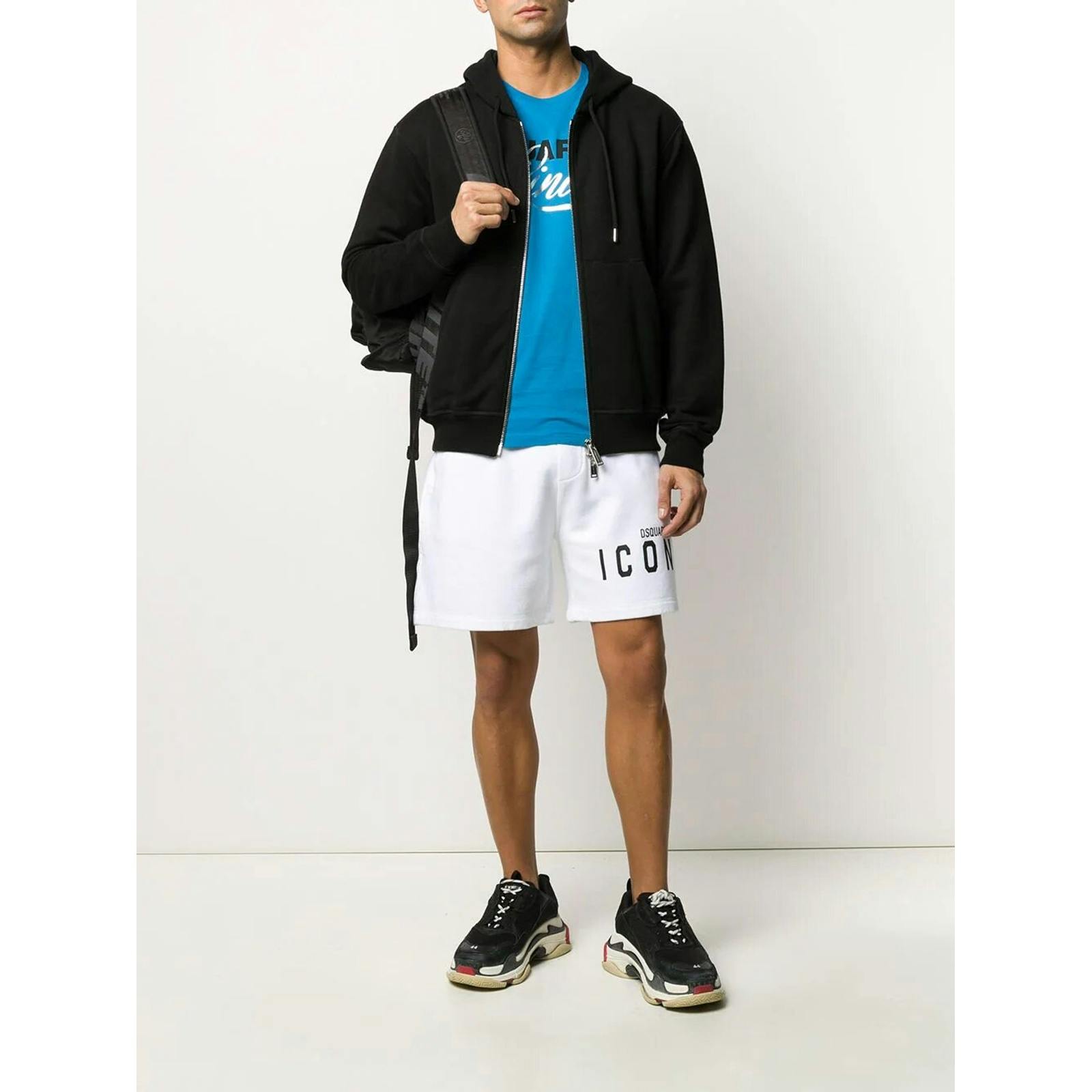 Dsquared White Icon Logo Print Shorts In - Xxl