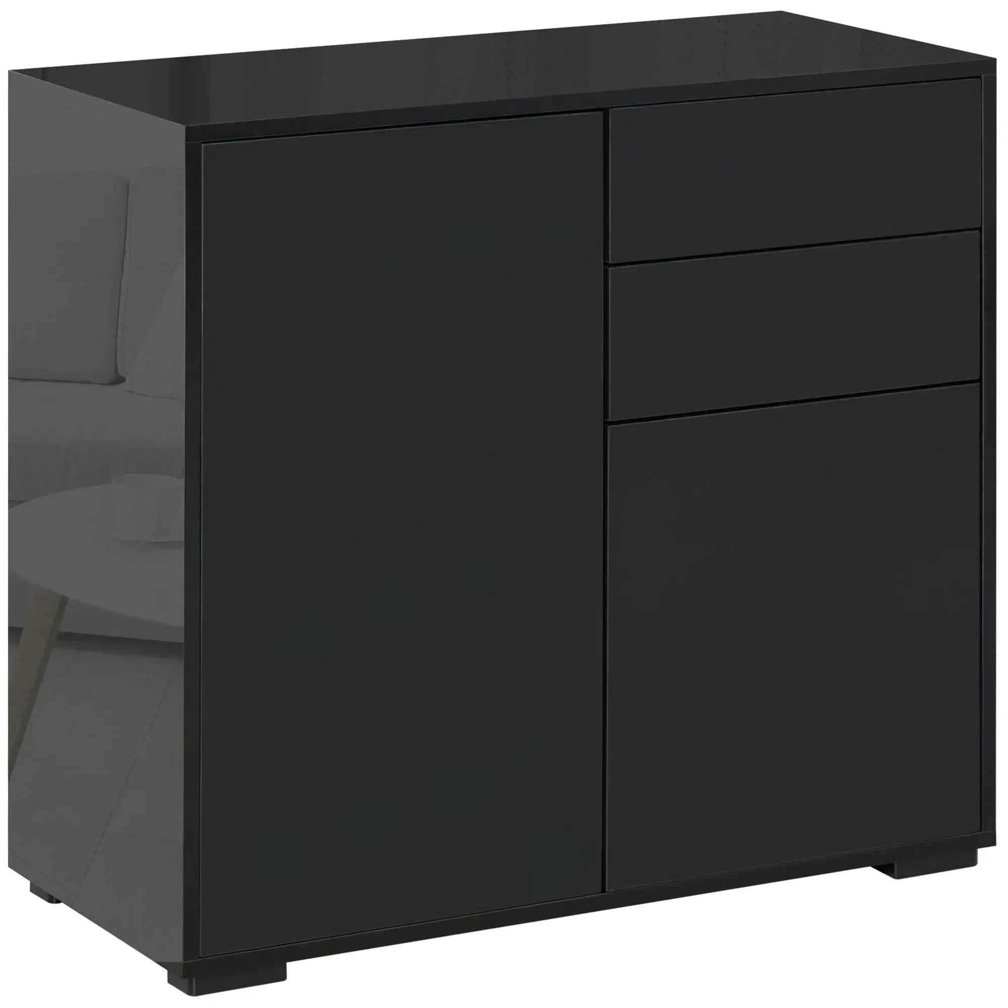 B&Q - Side Cabinet With 2 Door Cabinet And 2 Drawer For Home OfficeBlack - Image 6