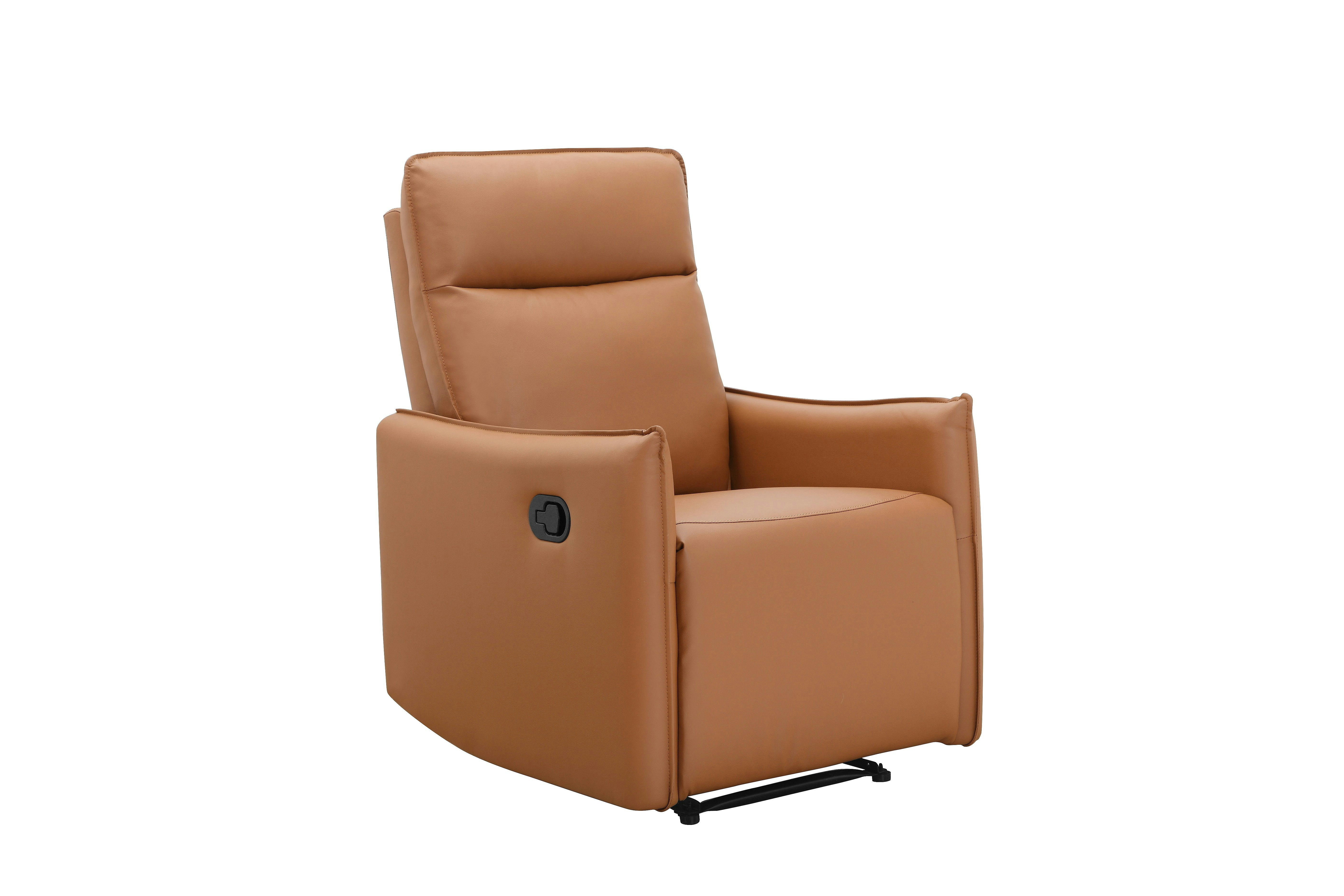 Dorel Home Brown Lugo Manual Recliner Sofa (Cognac Pu) - 1, 2, 3 Recliner
