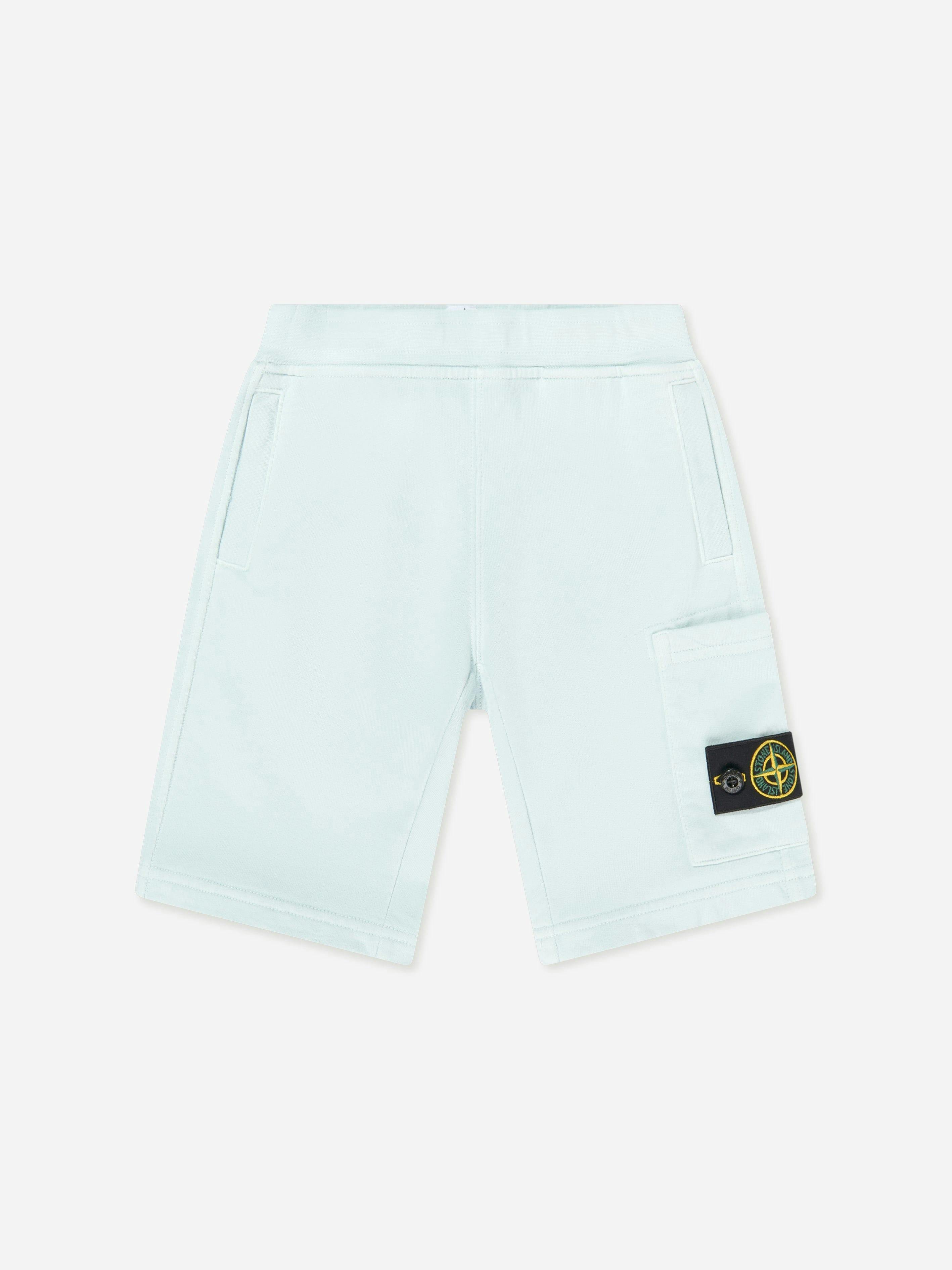 Stone Island Boys Blue Junior Logo Pocket Shorts In - 2 Yrs