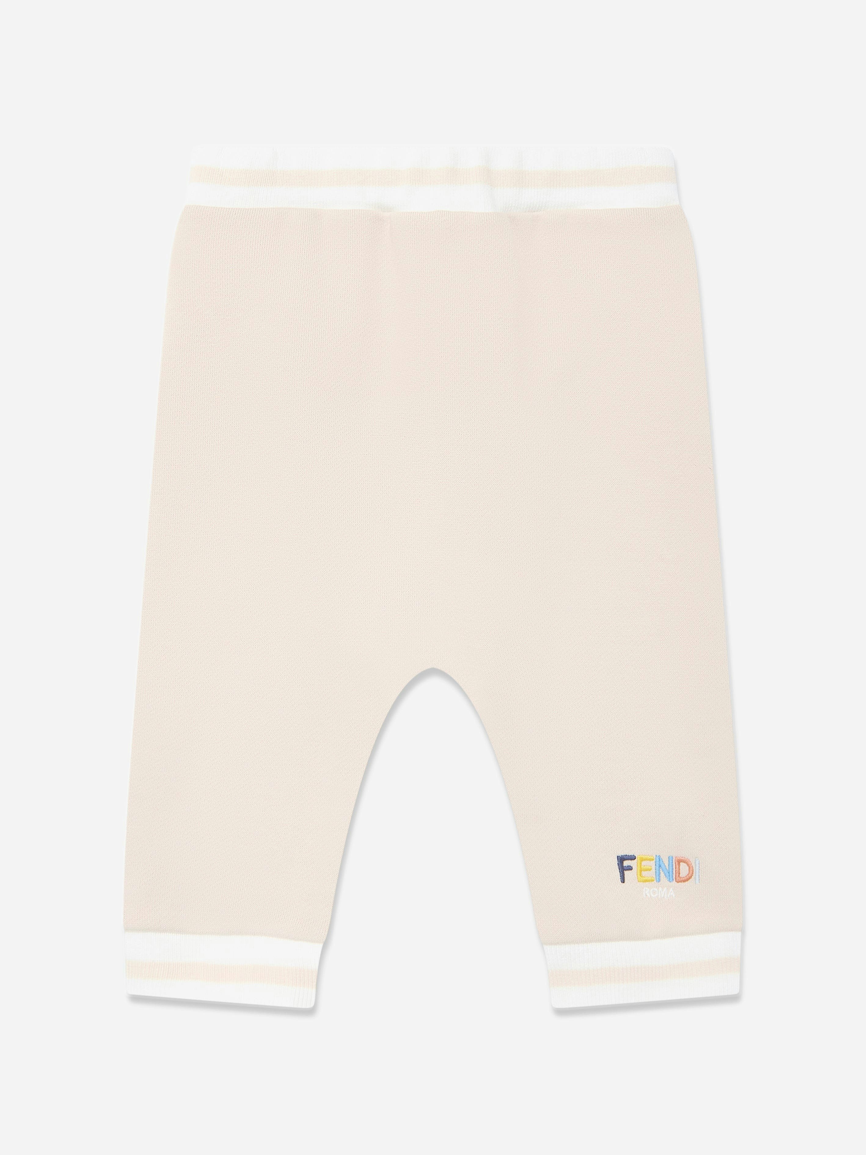 Fendi Kids Unisex Kids Beige Fendi Baby Logo Joggers In - 9 Mths
