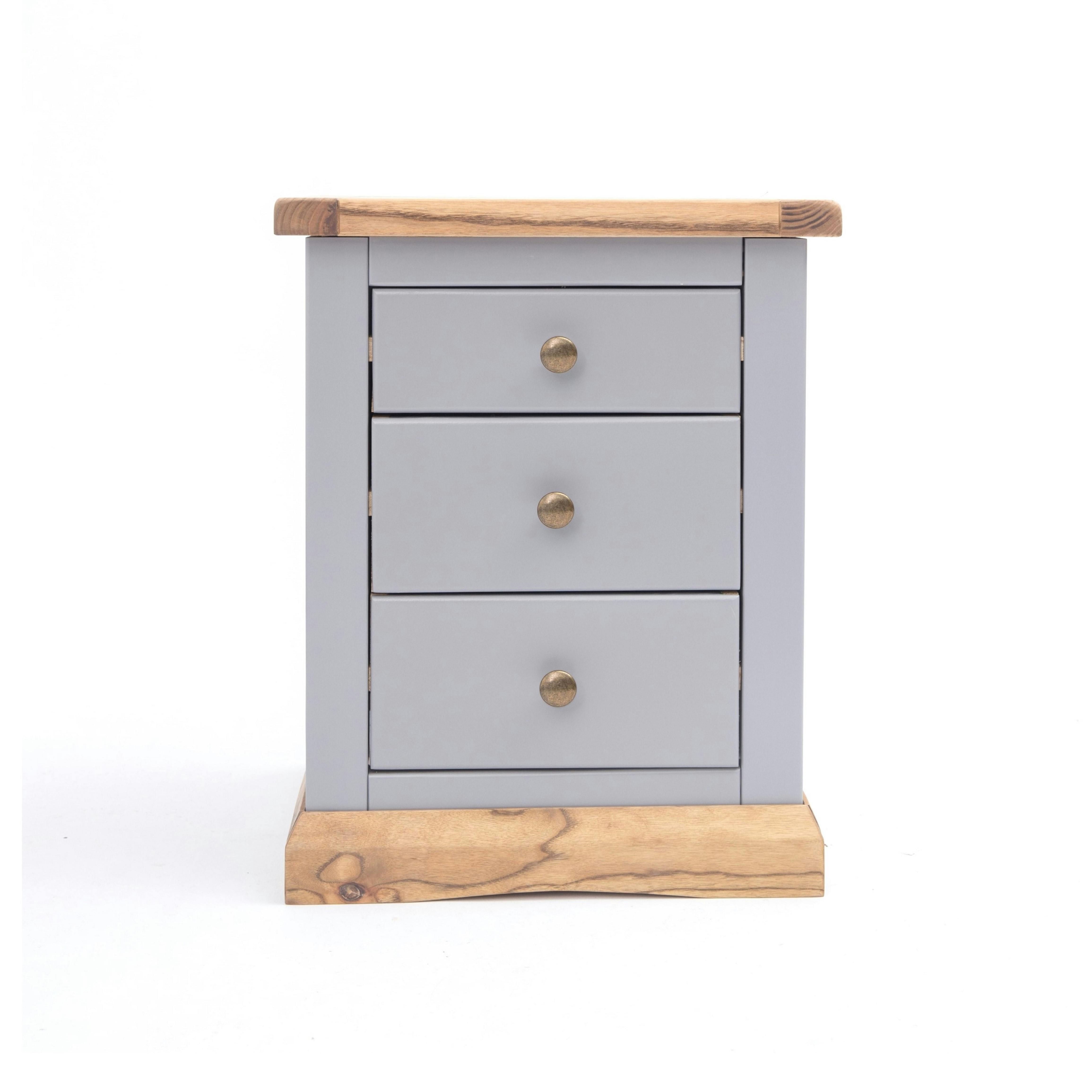 Cabinet Bits Grey Biccari 3 Drawer Bedside Table