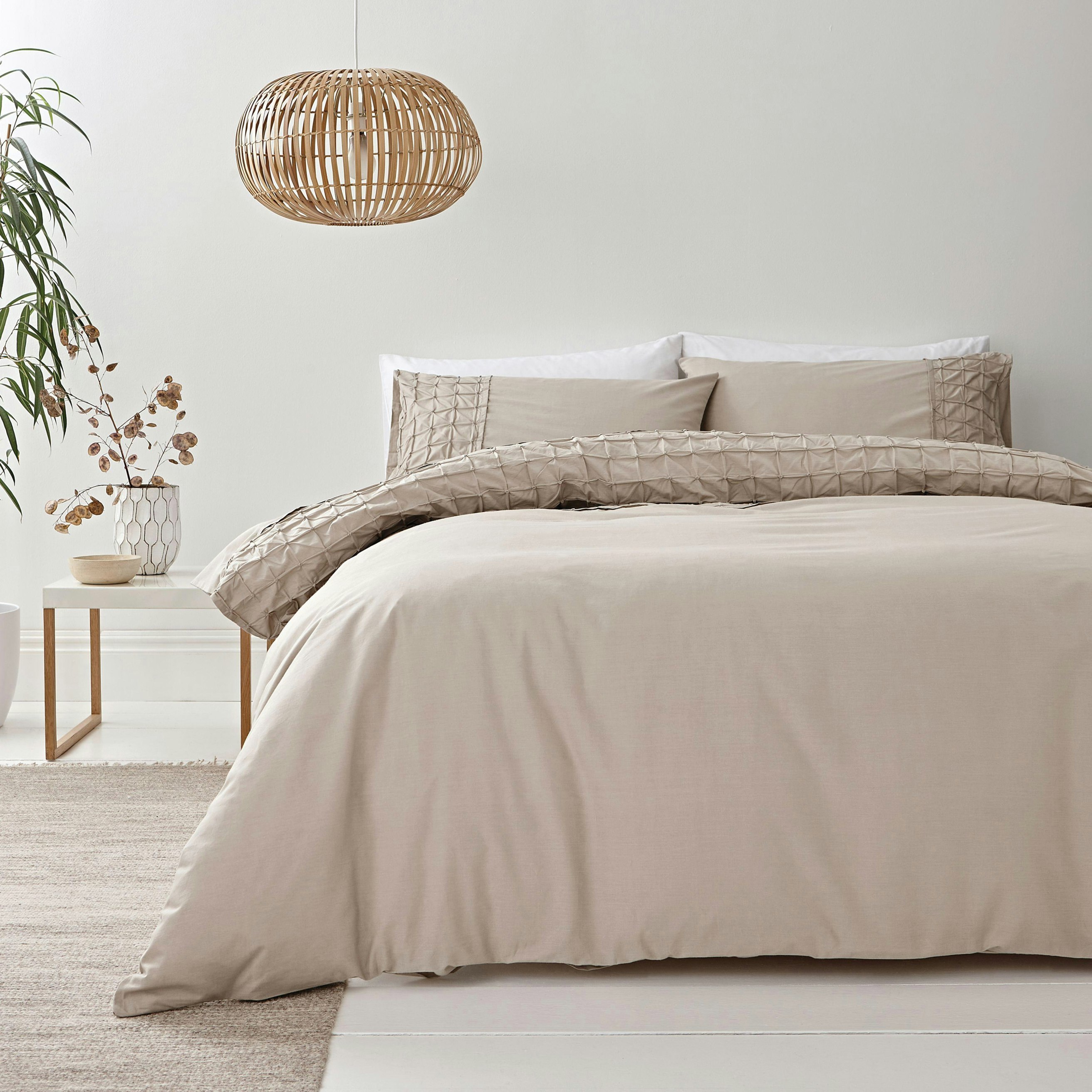 Rackhams Origami Stone Duvet Cover Set - Stone - Cotton - Single