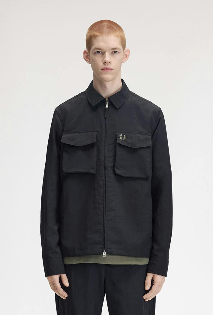 Fred Perry Black Ripstop Pocket Overshirt - Xl