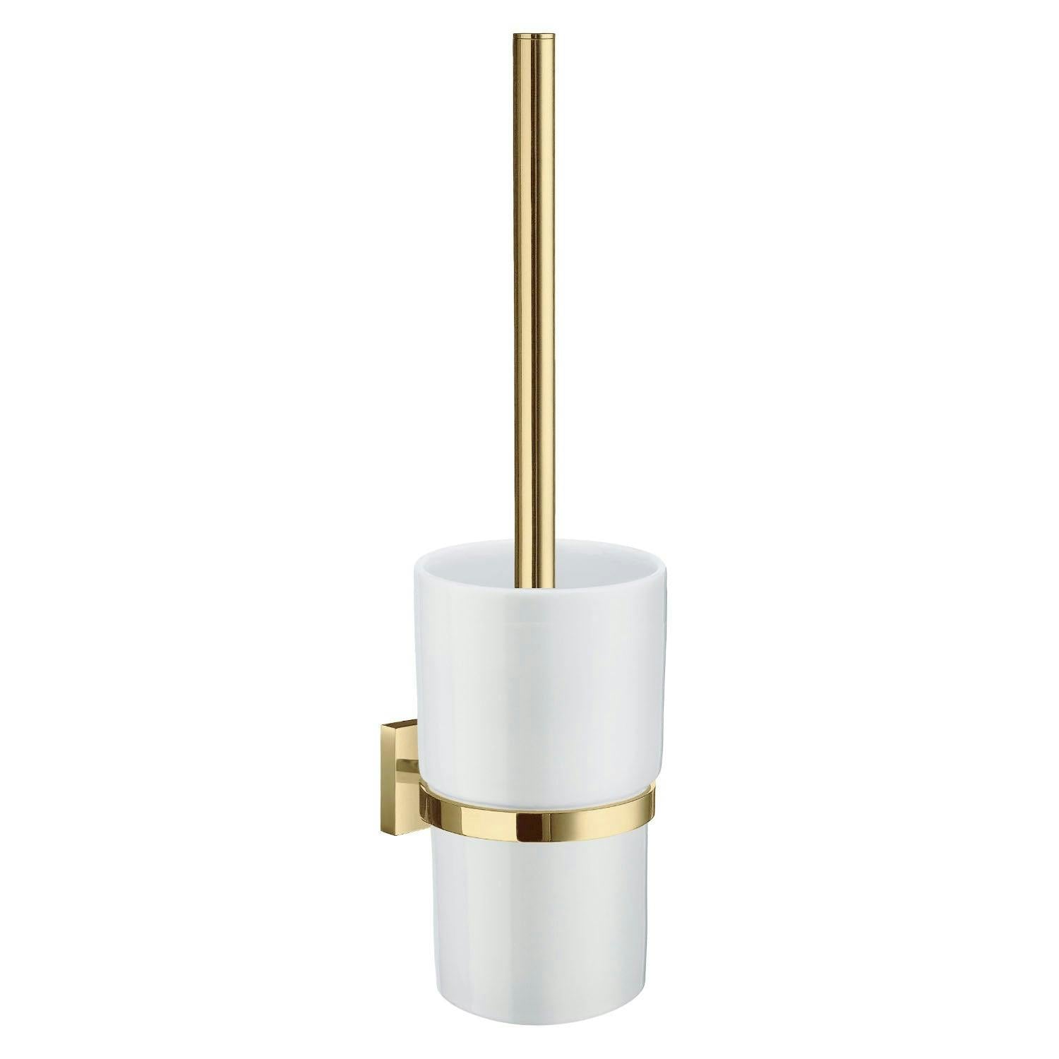 Smedbo Polished Brass Toilet Brush And Porcelain Holder