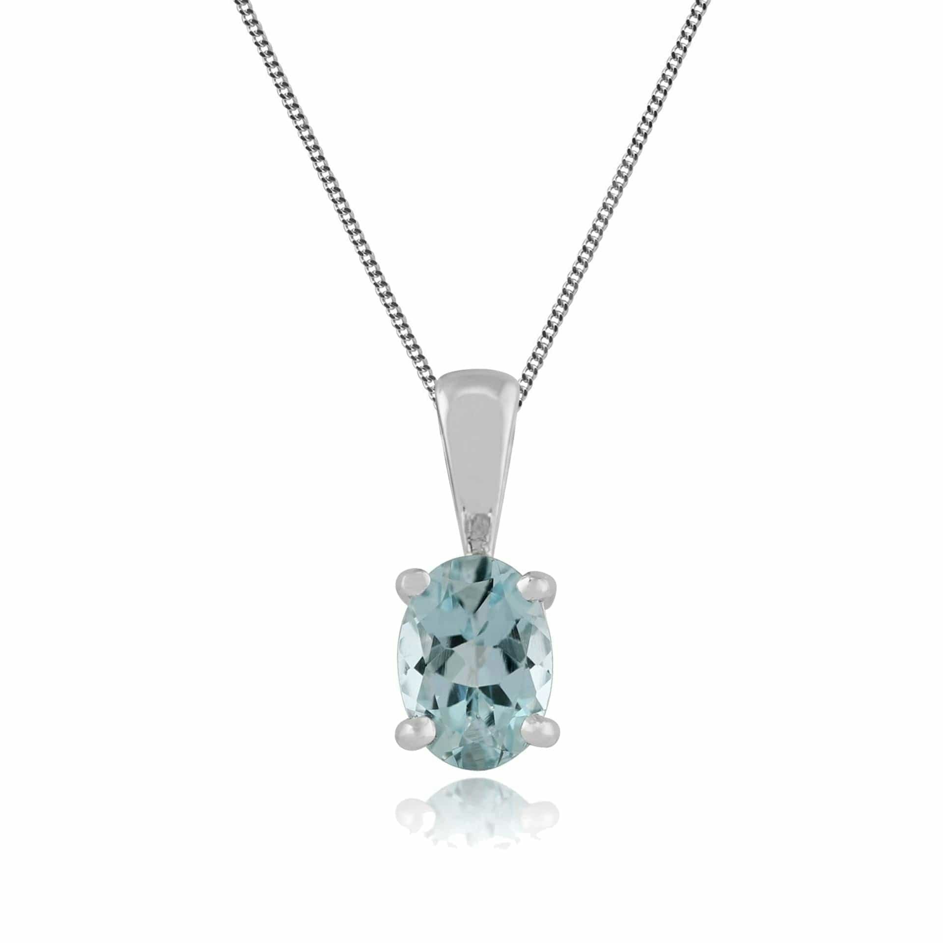Gemondo White/Gold Classic Oval Aquamarine Pendant In 9Ct