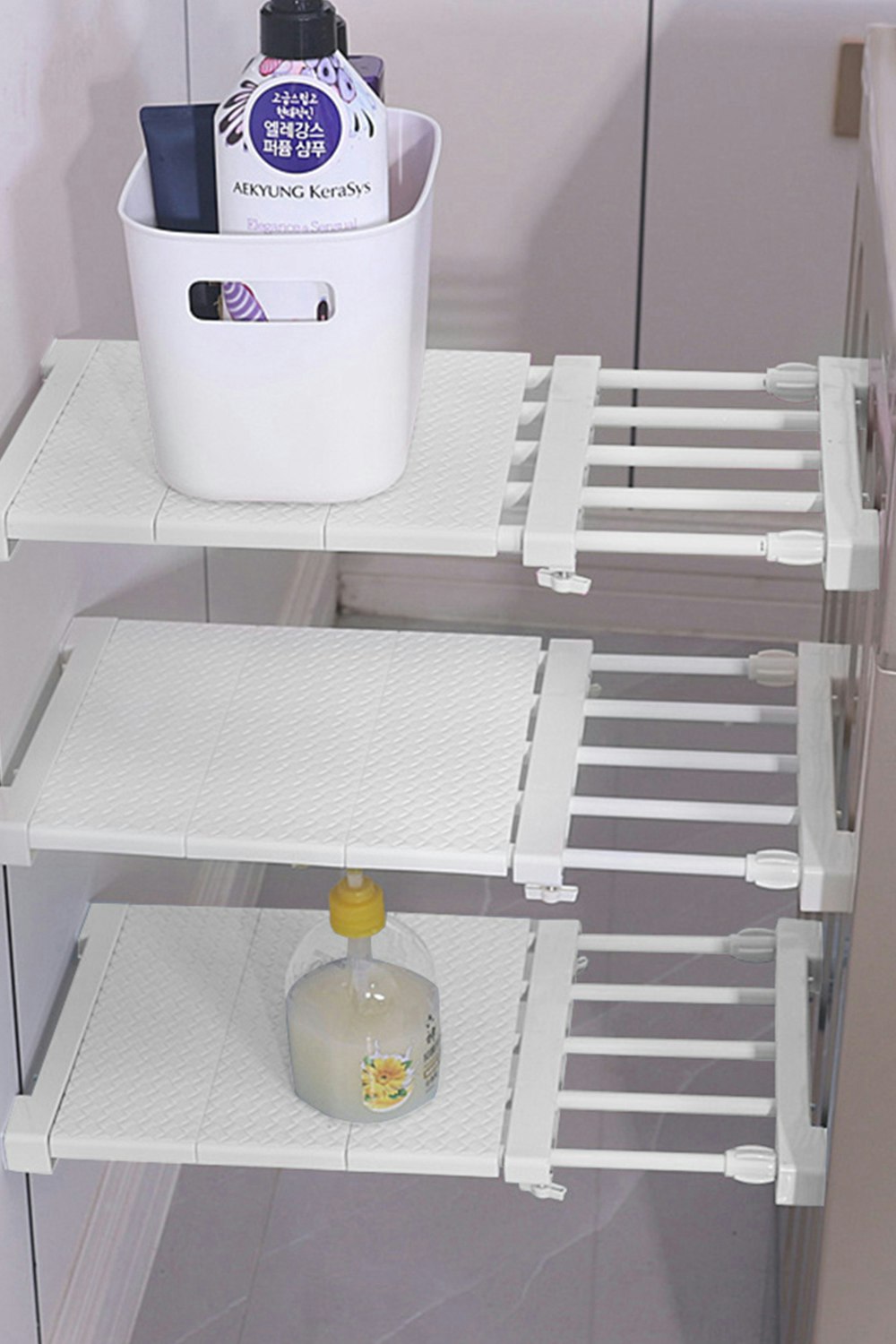 Rackhams White Adjust Closet Cupboard Wardrobe Storage Organizer Shelf Extendable Divider Rack