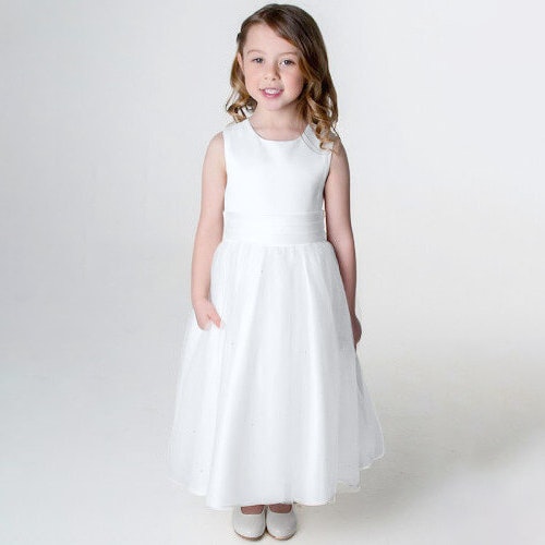 Visara Vivaki Girls White Visara Betsy Flower Dress - 18/24 Months