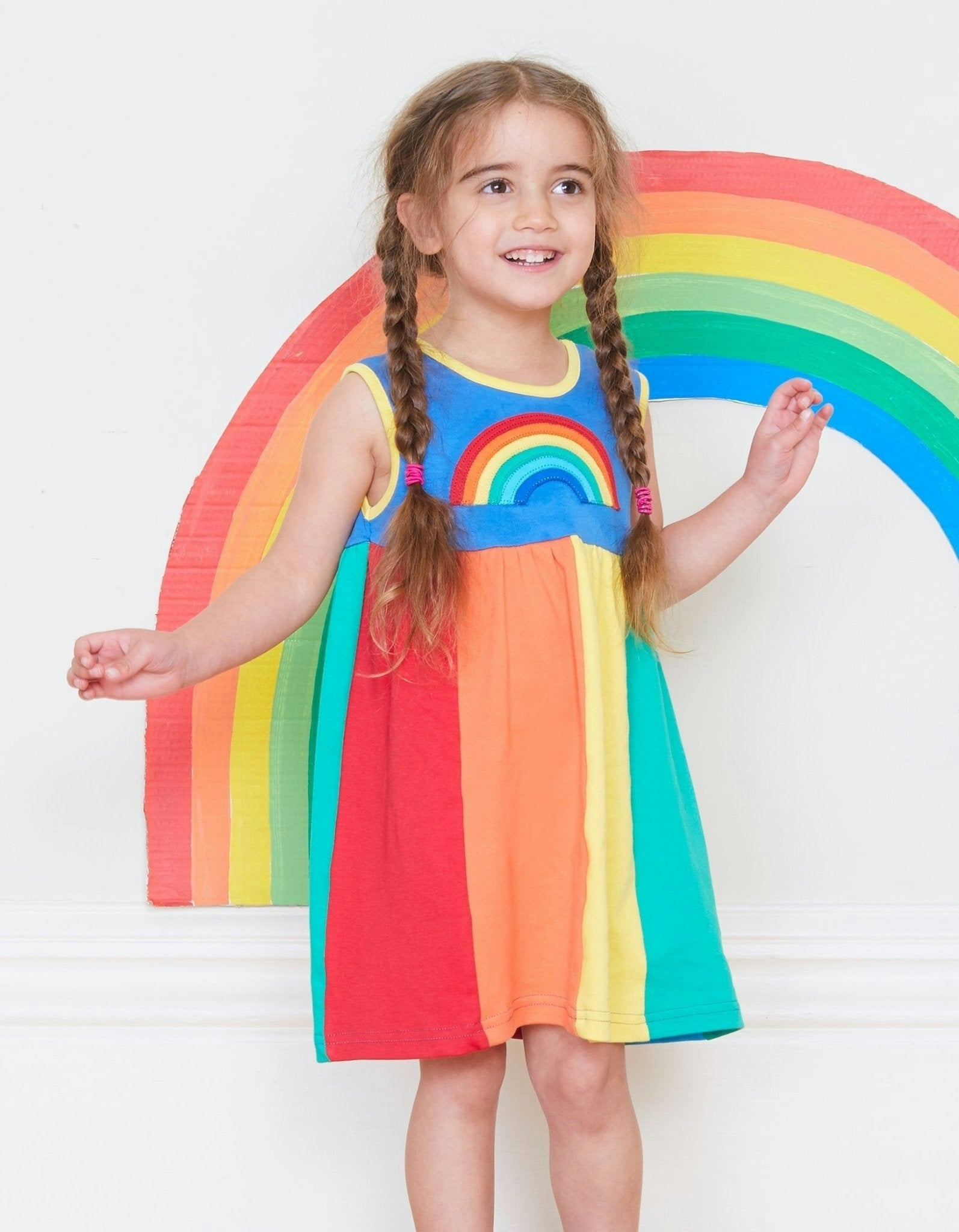 Toby Tiger Organic Multi Stripe Pinafore Dress - 12-18M / 86Cm