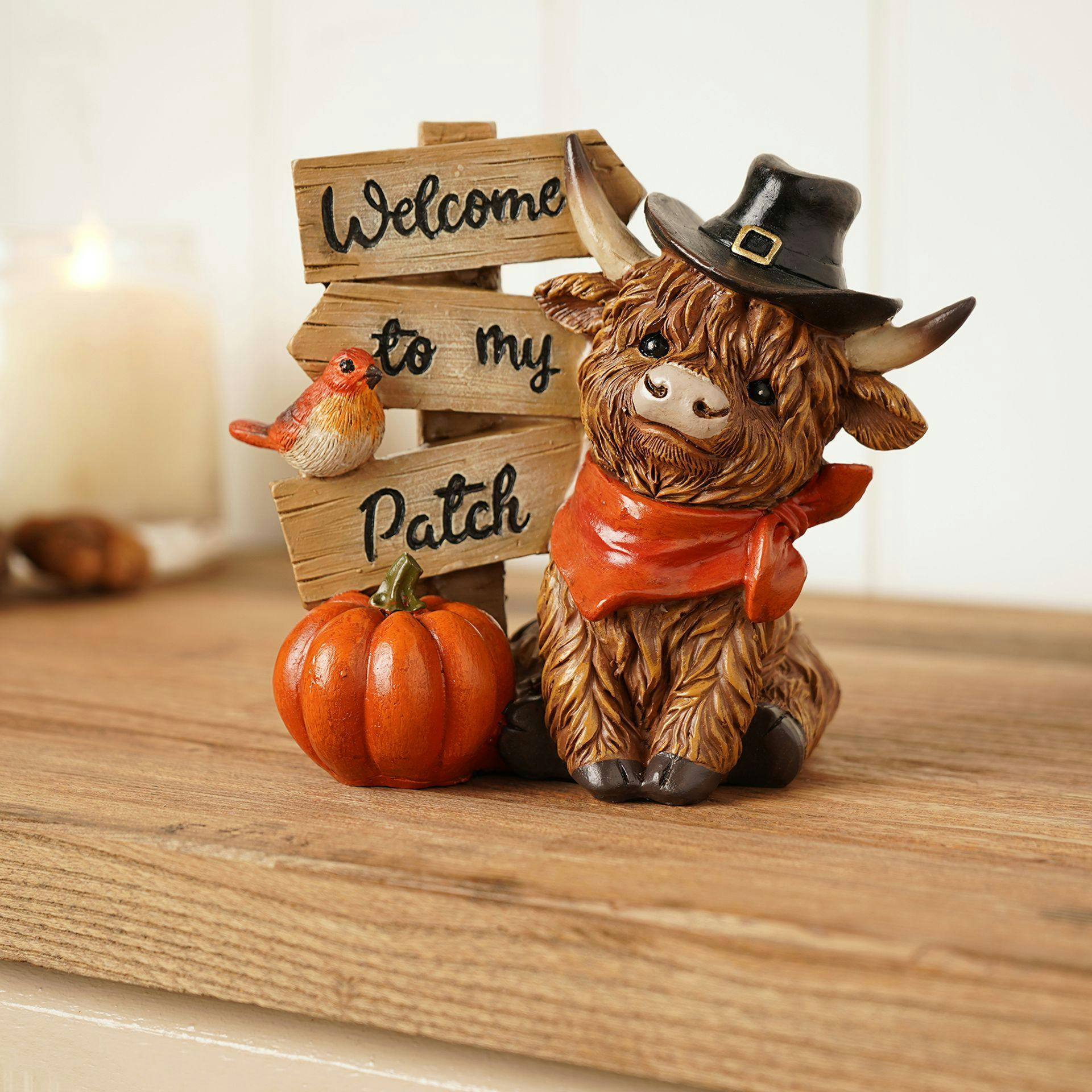 Country Living Light/Red/Orange Welcome To My Patch Highland Cow Ornament