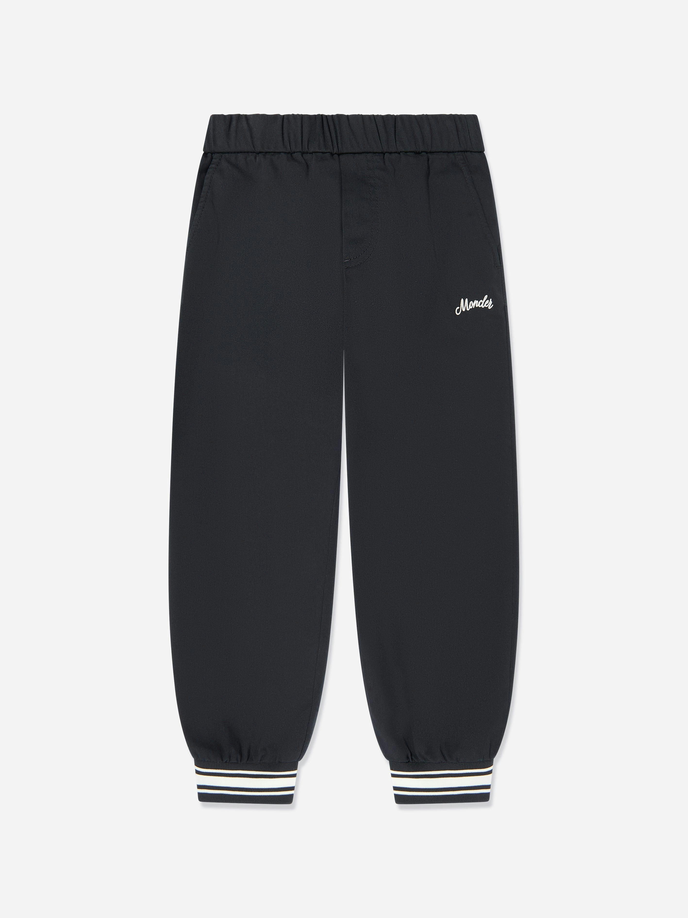 Moncler Enfant Boys Black Logo Joggers In - 12 Yrs