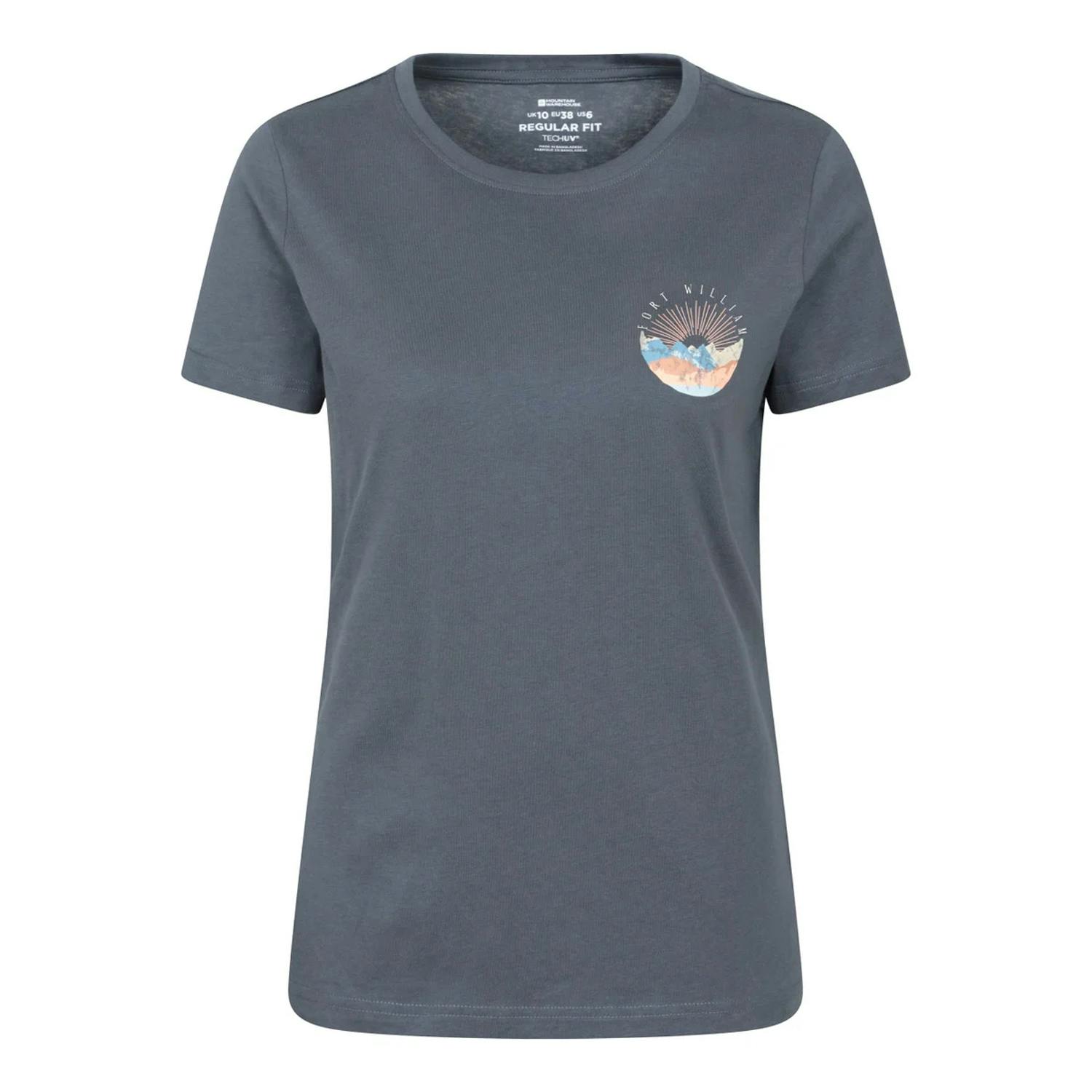 Mountain Warehouse Women's Dark/Blue Fort William Tree Ring T-Shirt - 12 Uk - 100% Organic Cotton