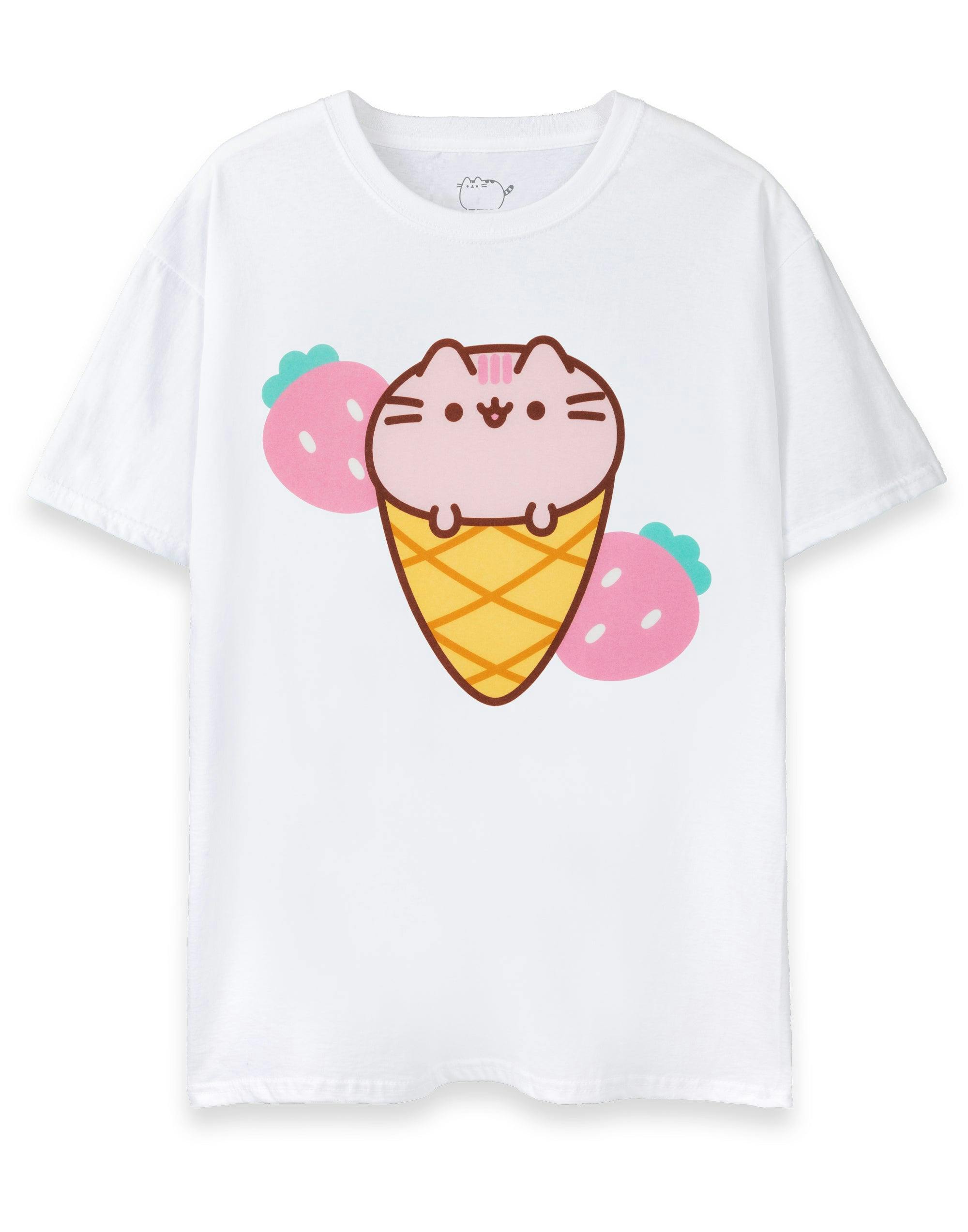 Vanilla Underground Women's White/Cream Pusheen Ice Short Sleeved T-Shirt - X-Large