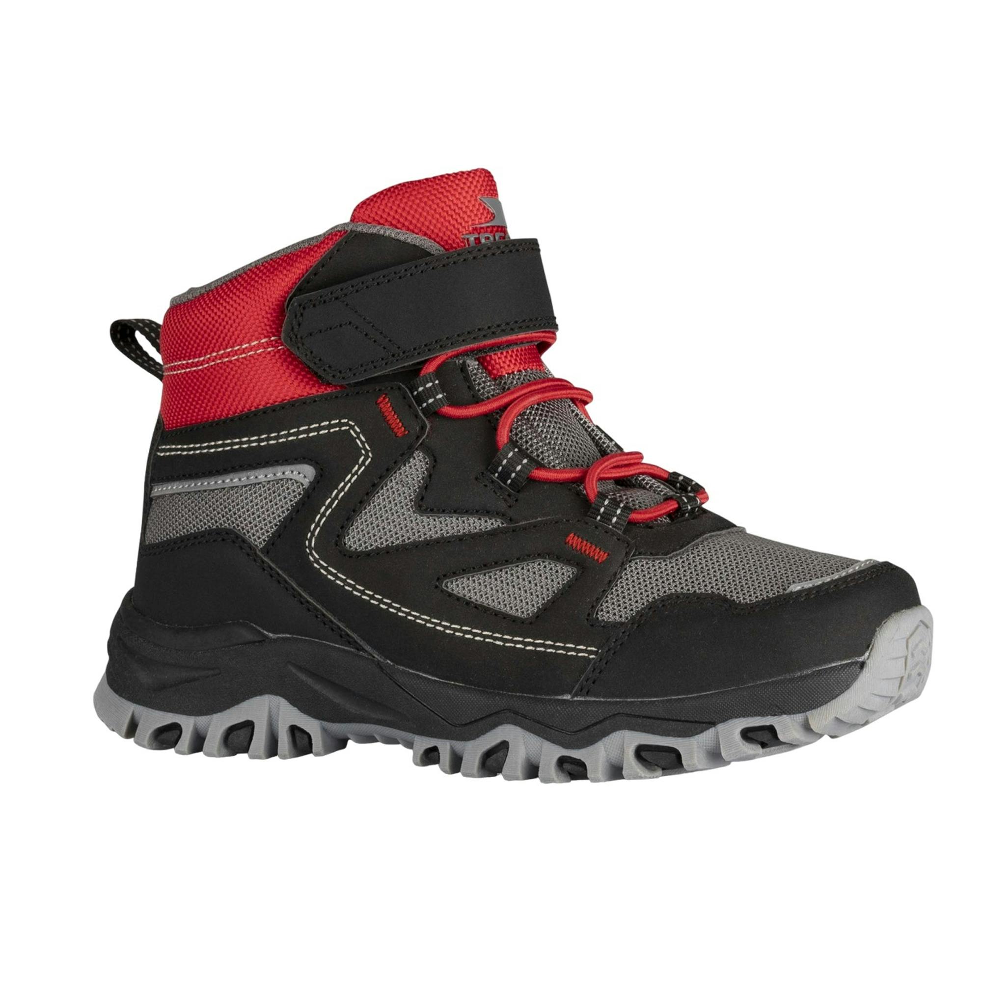 Trespass Black/Red Childrens/Kids Adair Walking Boots - 4 Uk - 30% Pu/25% Eva/25% Tpr/20% Textile