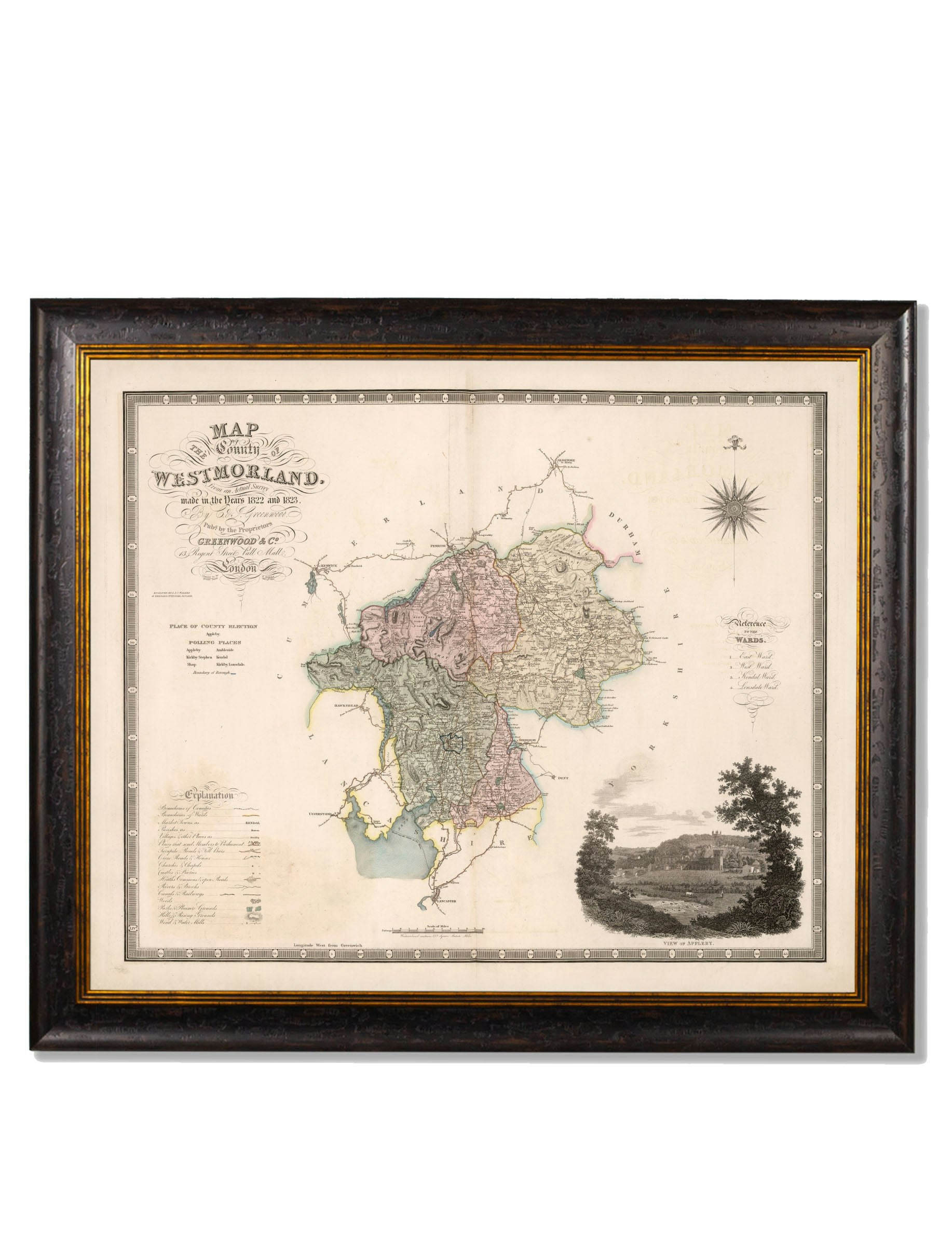 Rackhams Black C.1830 County Maps Of England - 70 X 84Cm - Westmorland