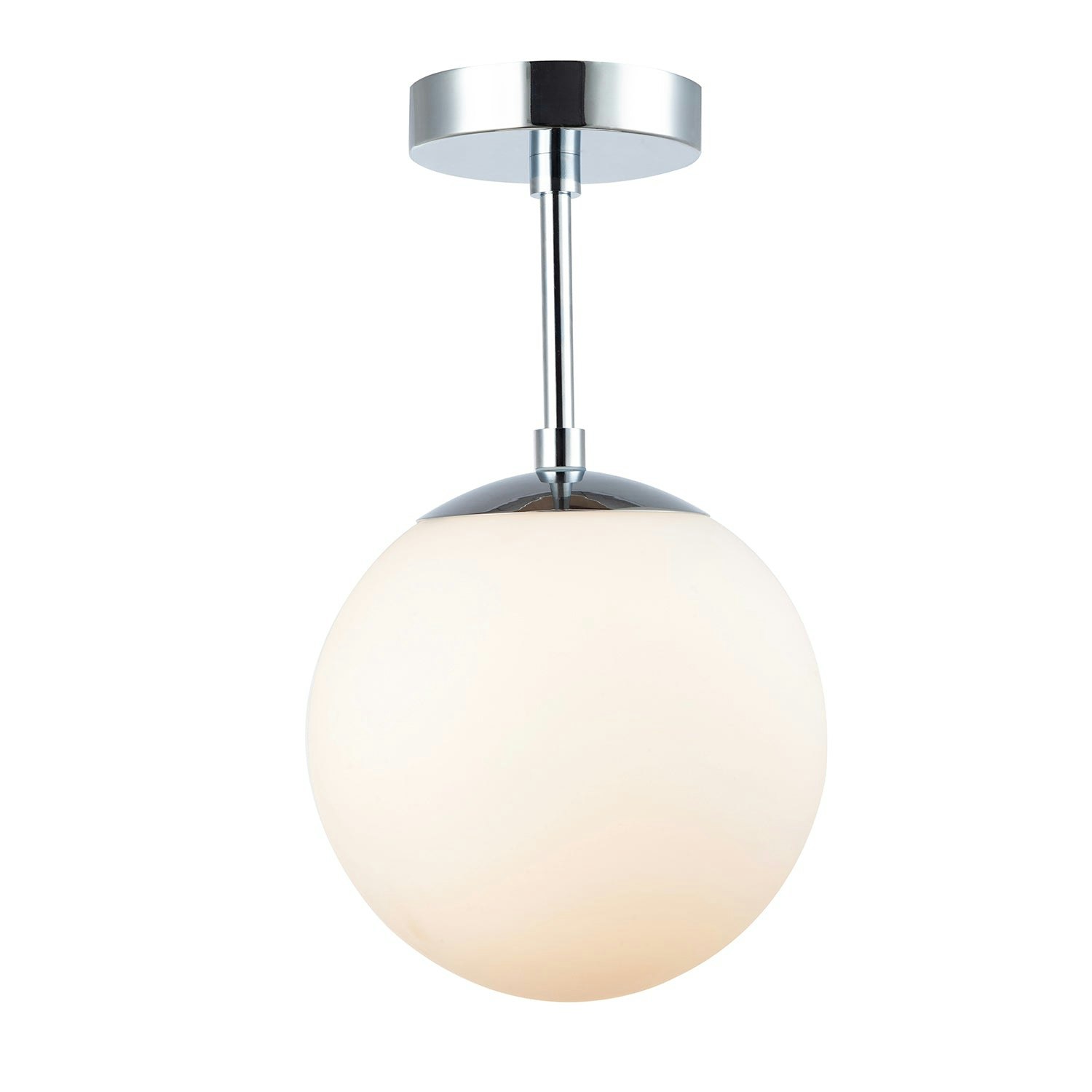 Happy Homewares Light Traditional Glass Globe Ip44 Bathroom Ceiling Fixture In Polished Chrome