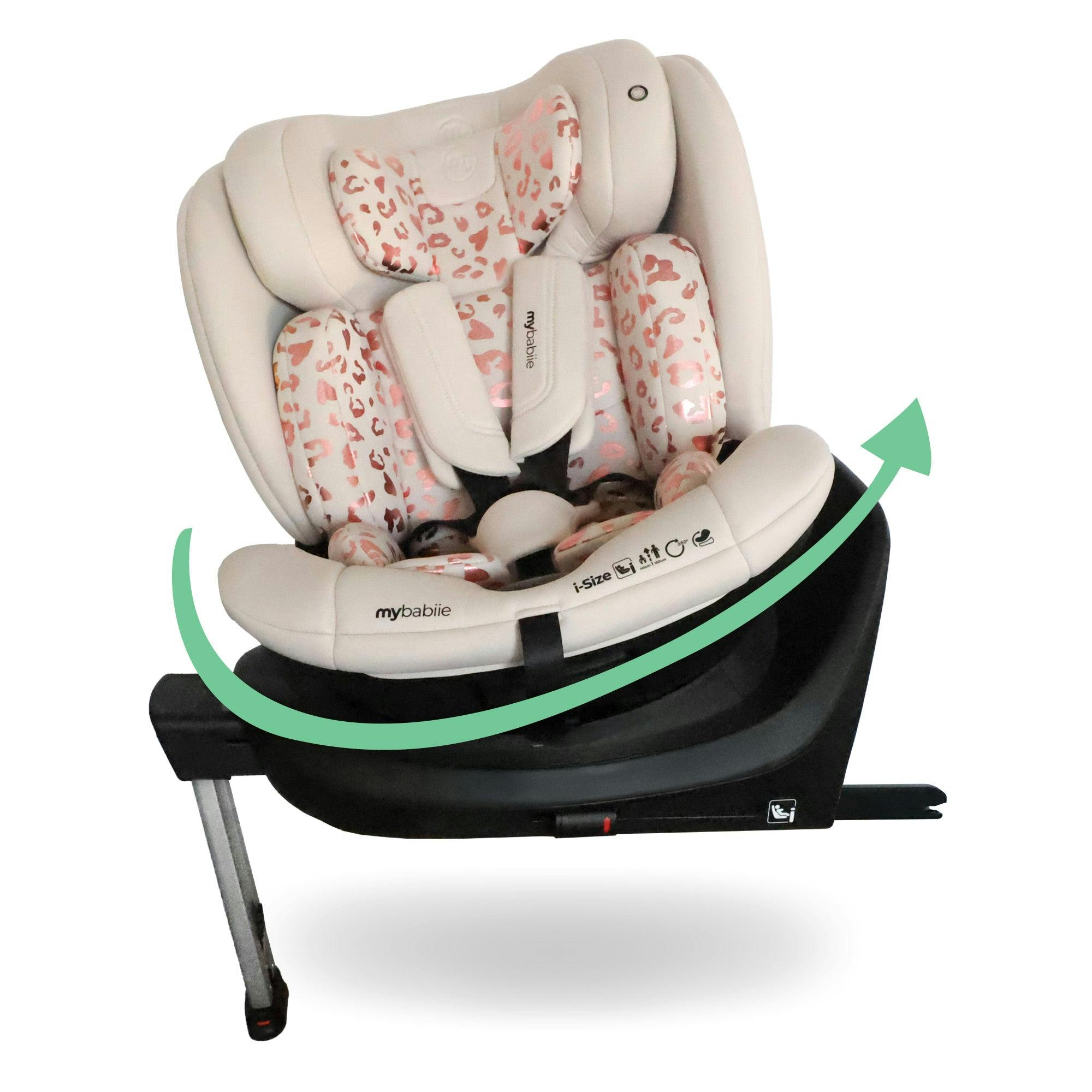 My Babiie Pink Mbcs400 Spin R129 Car Seat With Support Leg - Leopard